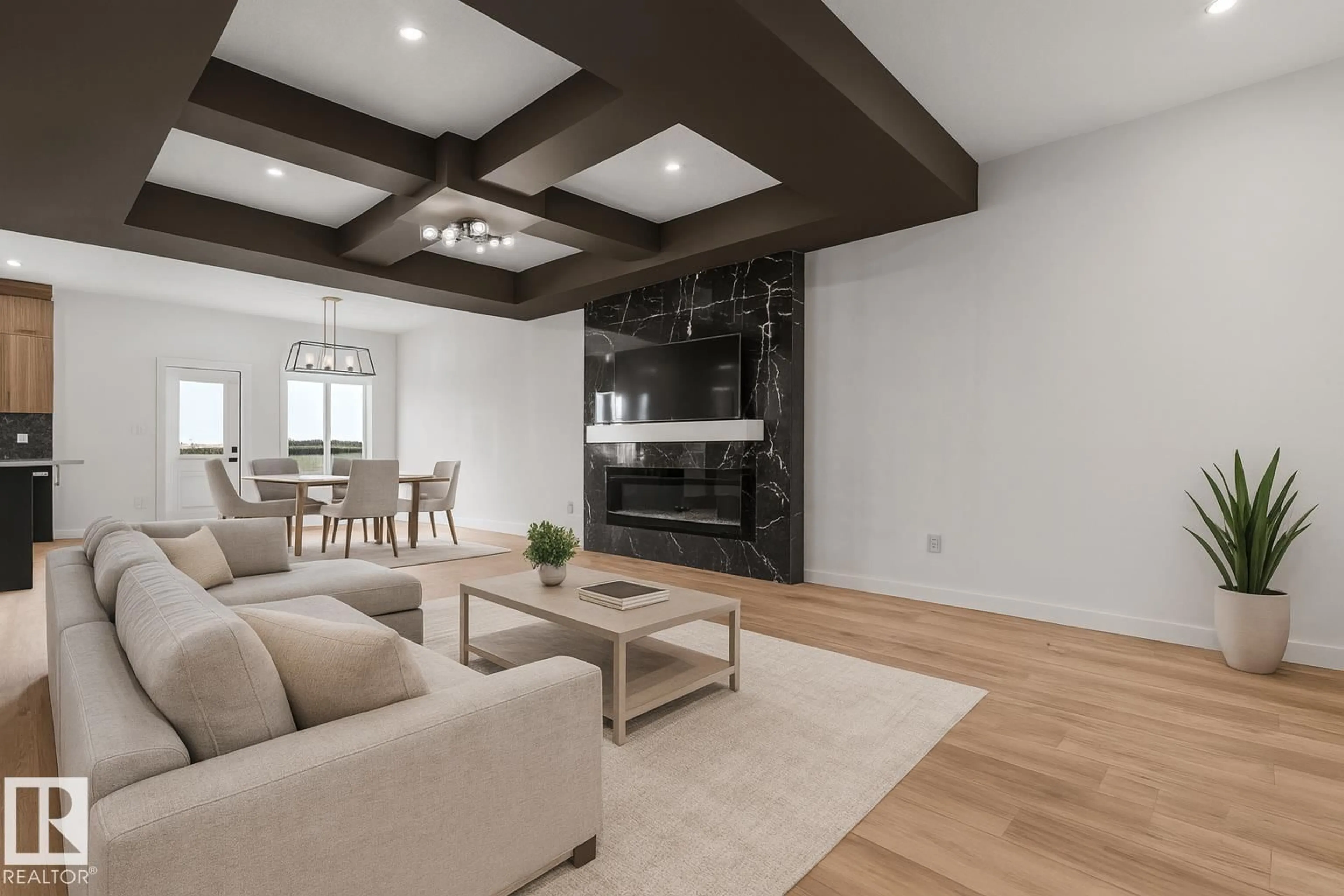 Living room with furniture, wood/laminate floor for 9592 86 ST, Morinville Alberta T8R1S8
