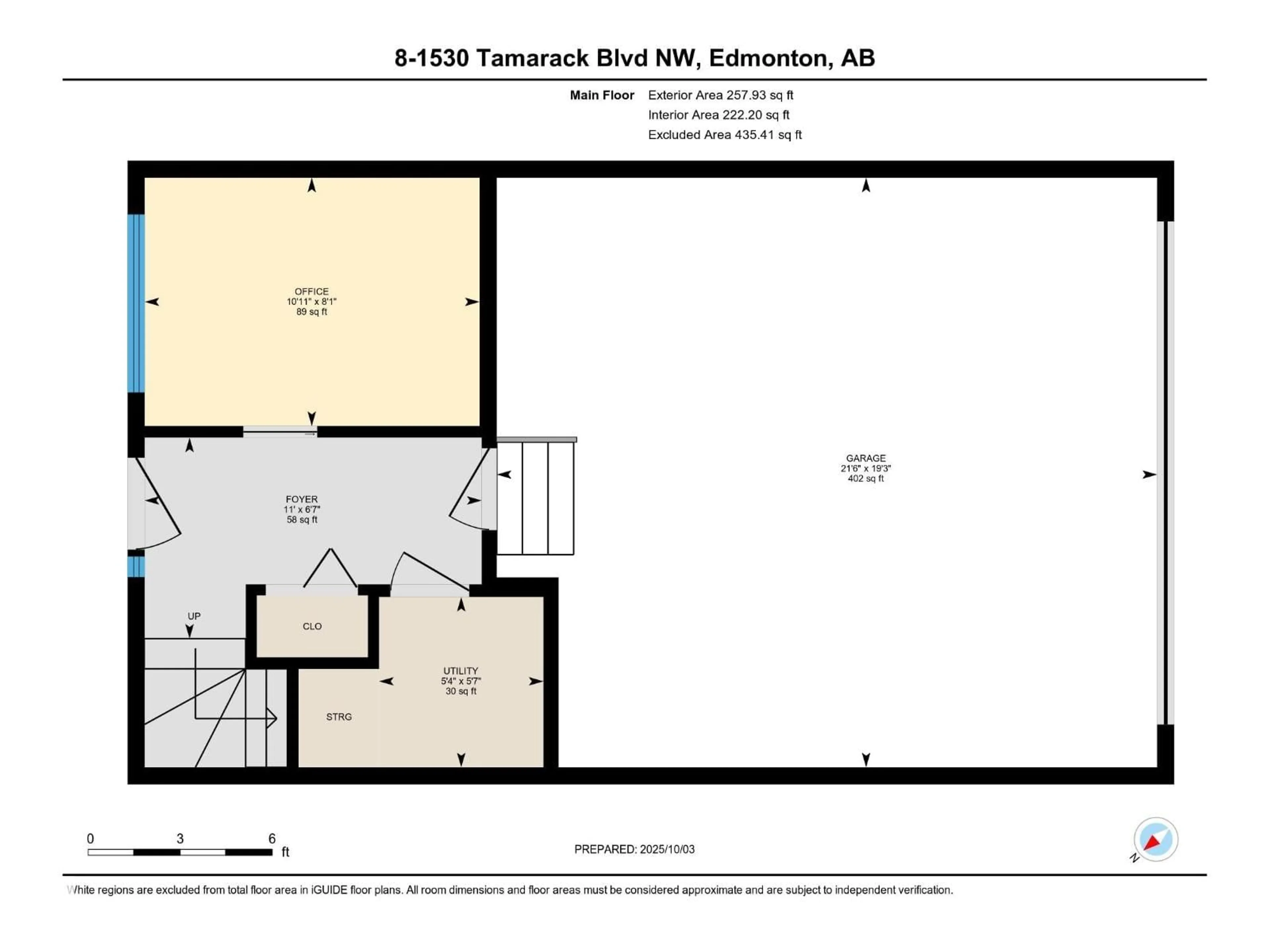 Floor plan for #8 - 1530 TAMARACK BV, Edmonton Alberta T6T0V7