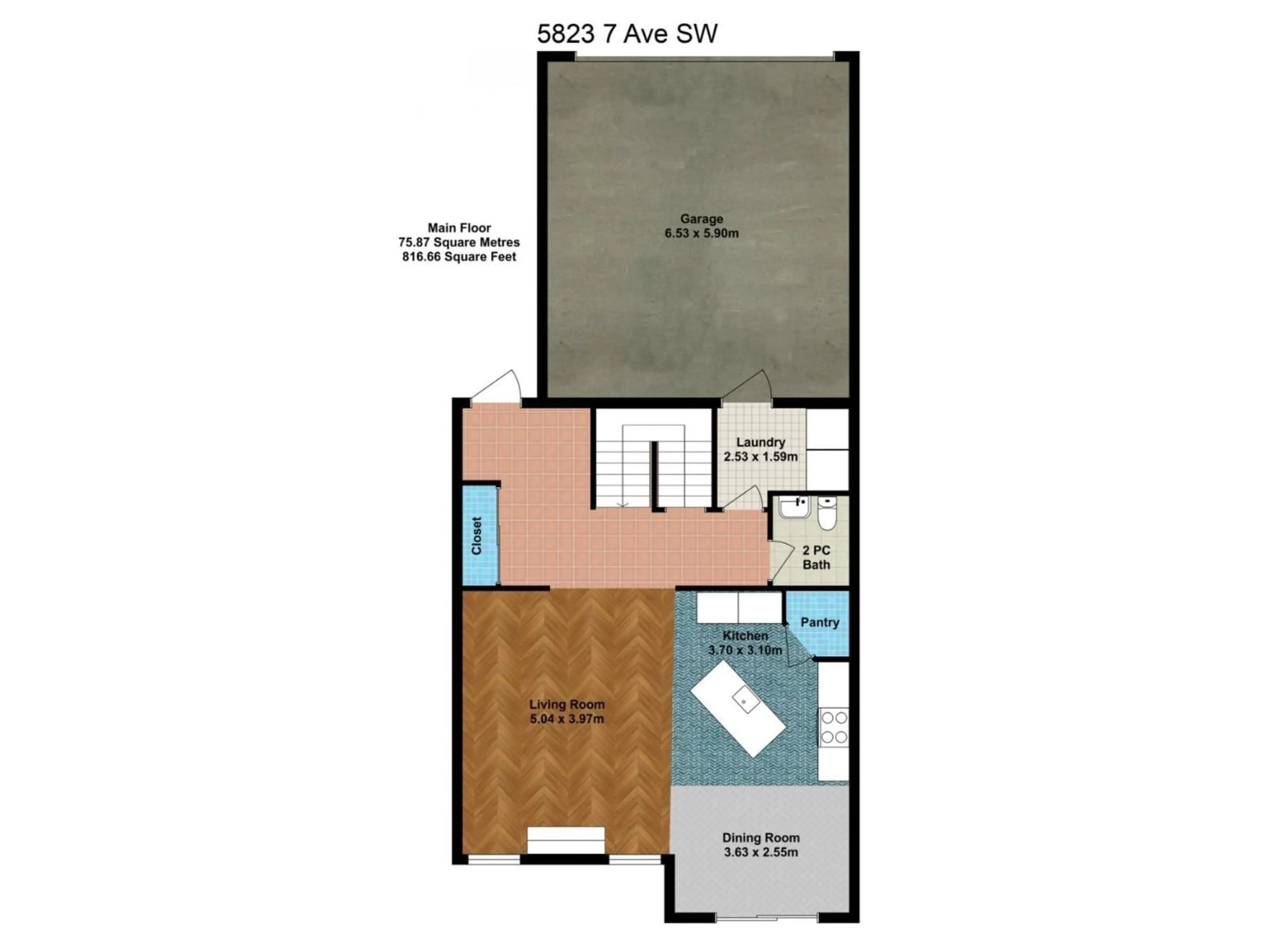 Floor plan for 5823 7 AV, Edmonton Alberta T6X0G6