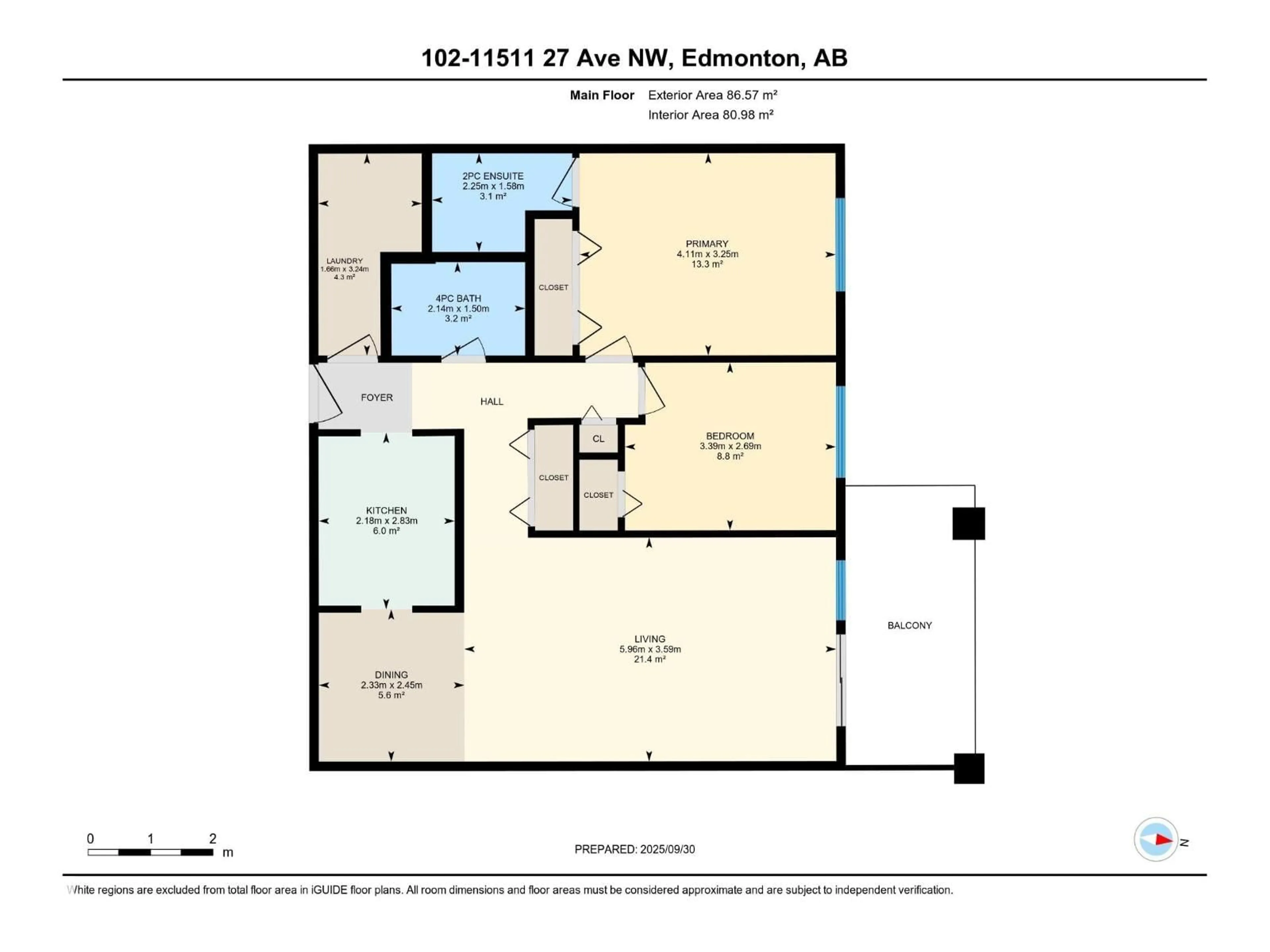 Floor plan for #102 - 11511 27 AV, Edmonton Alberta T6J7J8