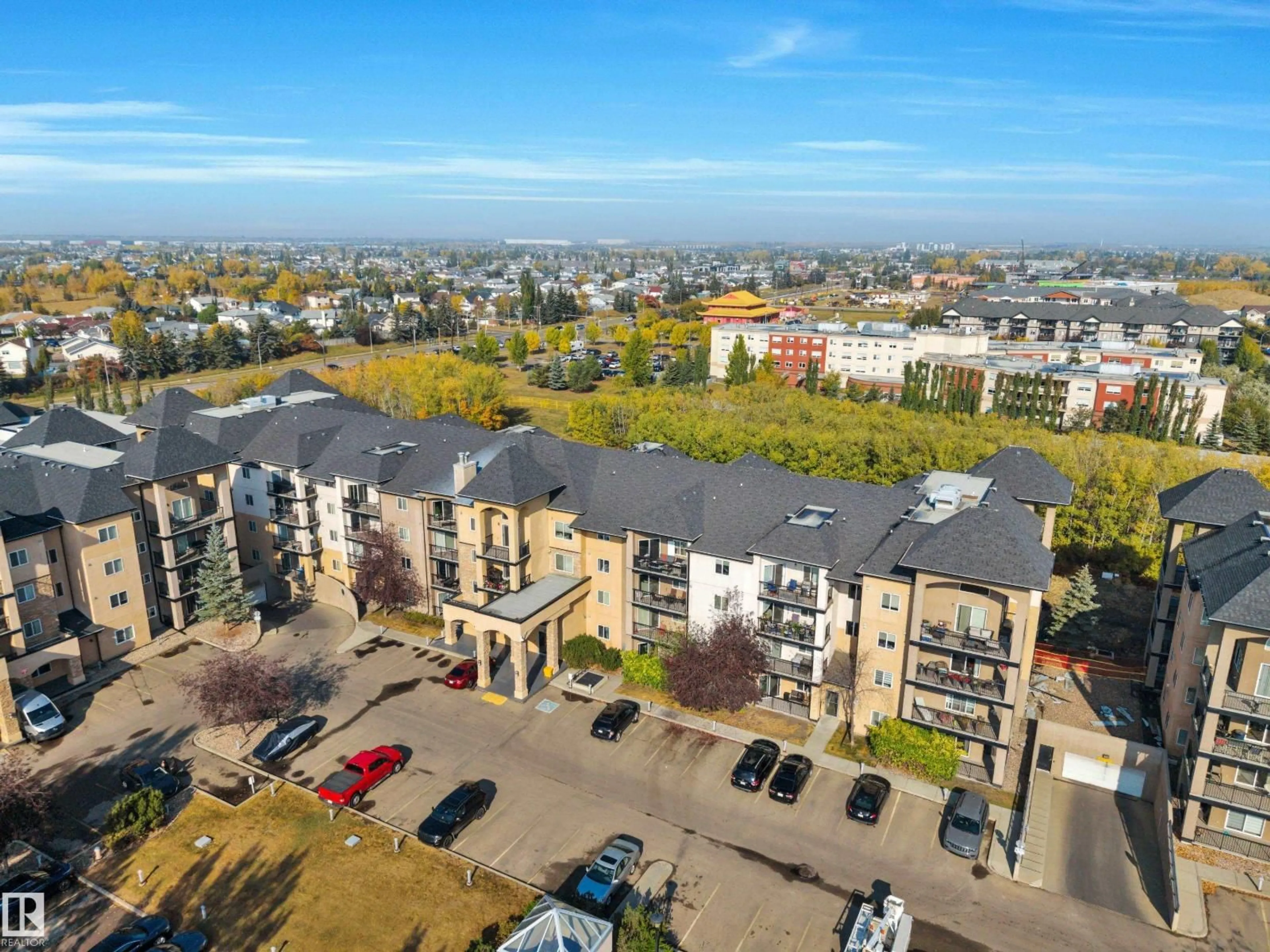 A pic from outside/outdoor area/front of a property/back of a property/a pic from drone, city buildings view from balcony for #305 - 14608 125 ST, Edmonton Alberta T5X0B5