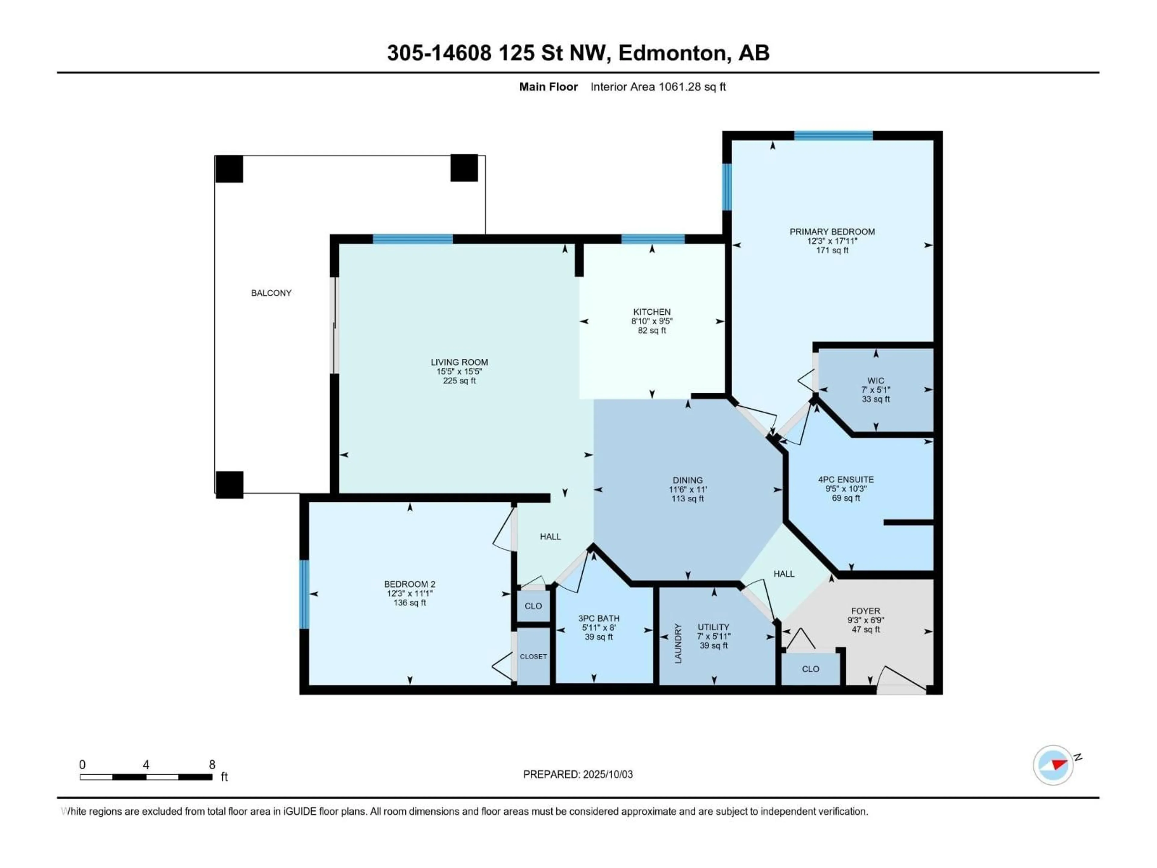 Floor plan for #305 - 14608 125 ST, Edmonton Alberta T5X0B5