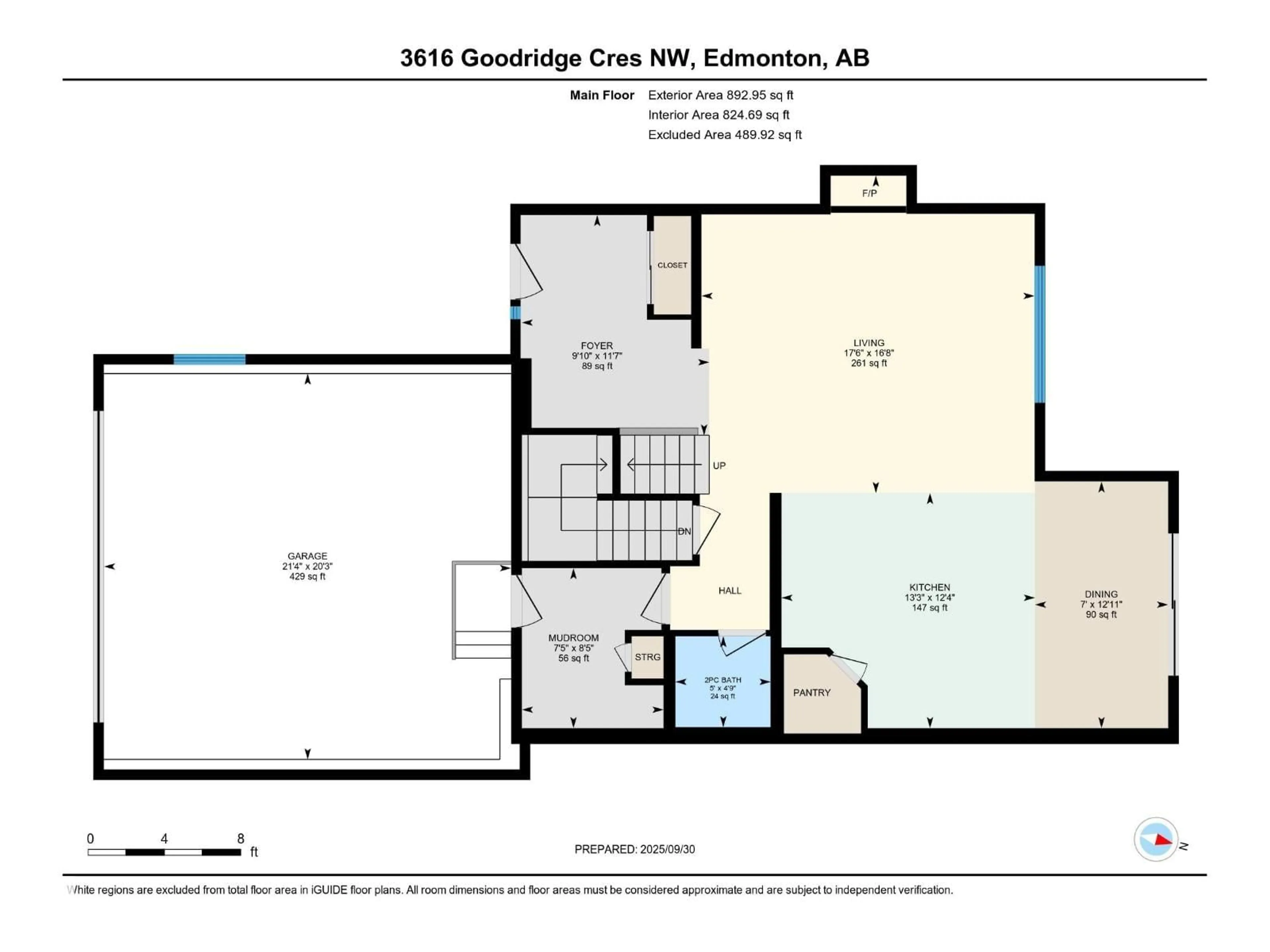 Floor plan for 3616 GOODRIDGE CR, Edmonton Alberta T5T4C6