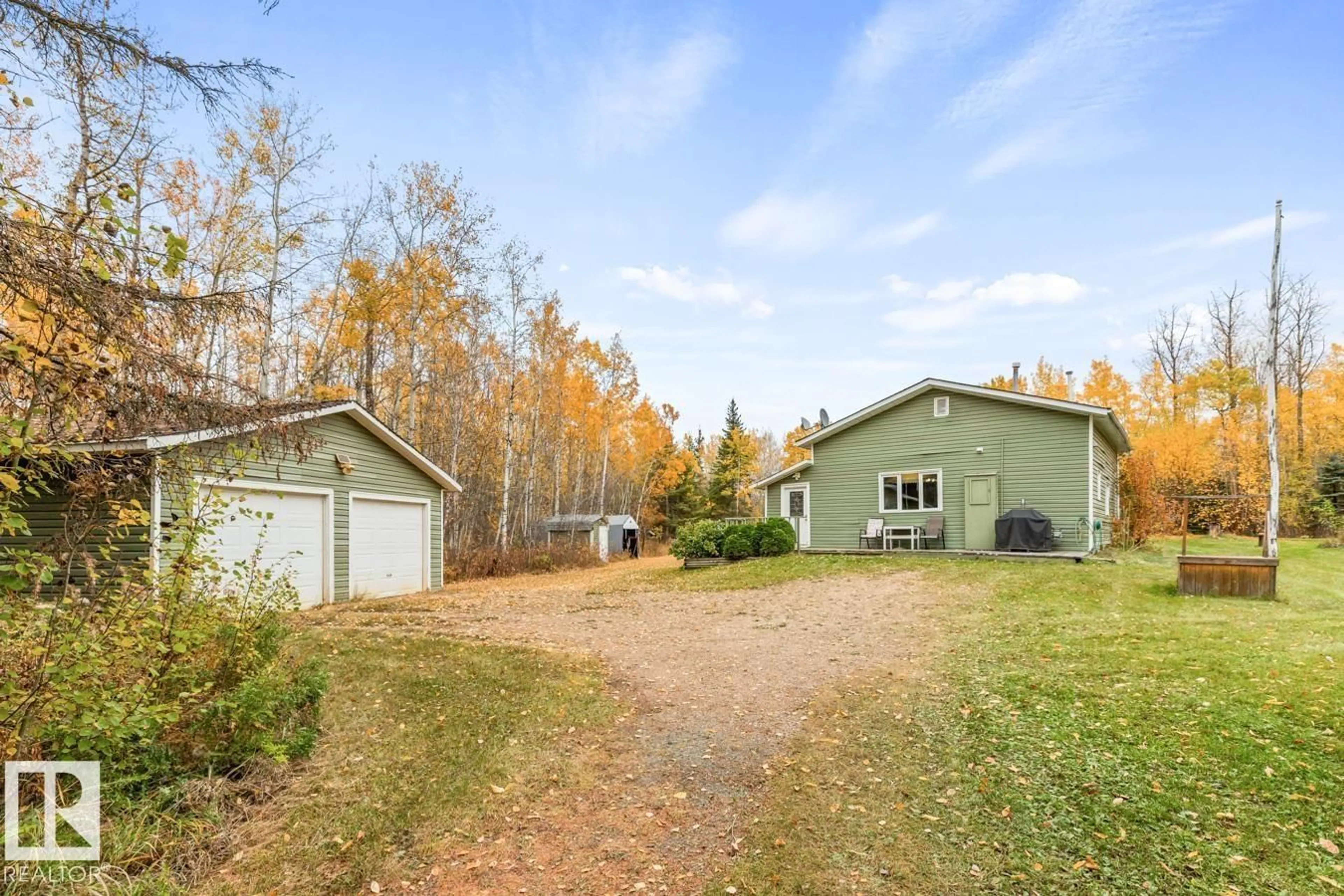 A pic from outside/outdoor area/front of a property/back of a property/a pic from drone, unknown for 61 21060 TWP ROAD 540, Rural Strathcona County Alberta T8G1A5