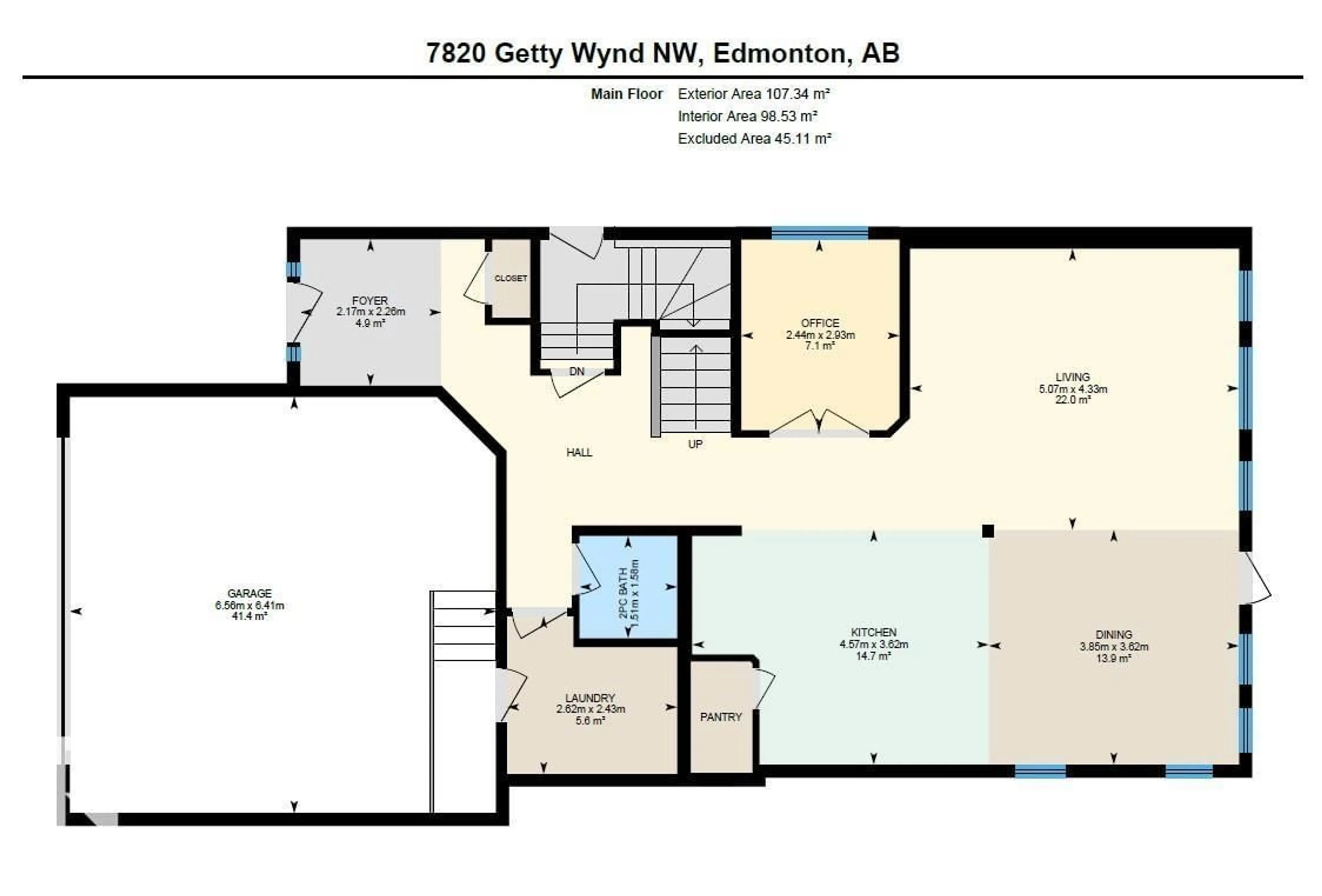 Floor plan for NW - 7820 GETTY WD, Edmonton Alberta T5T7A9