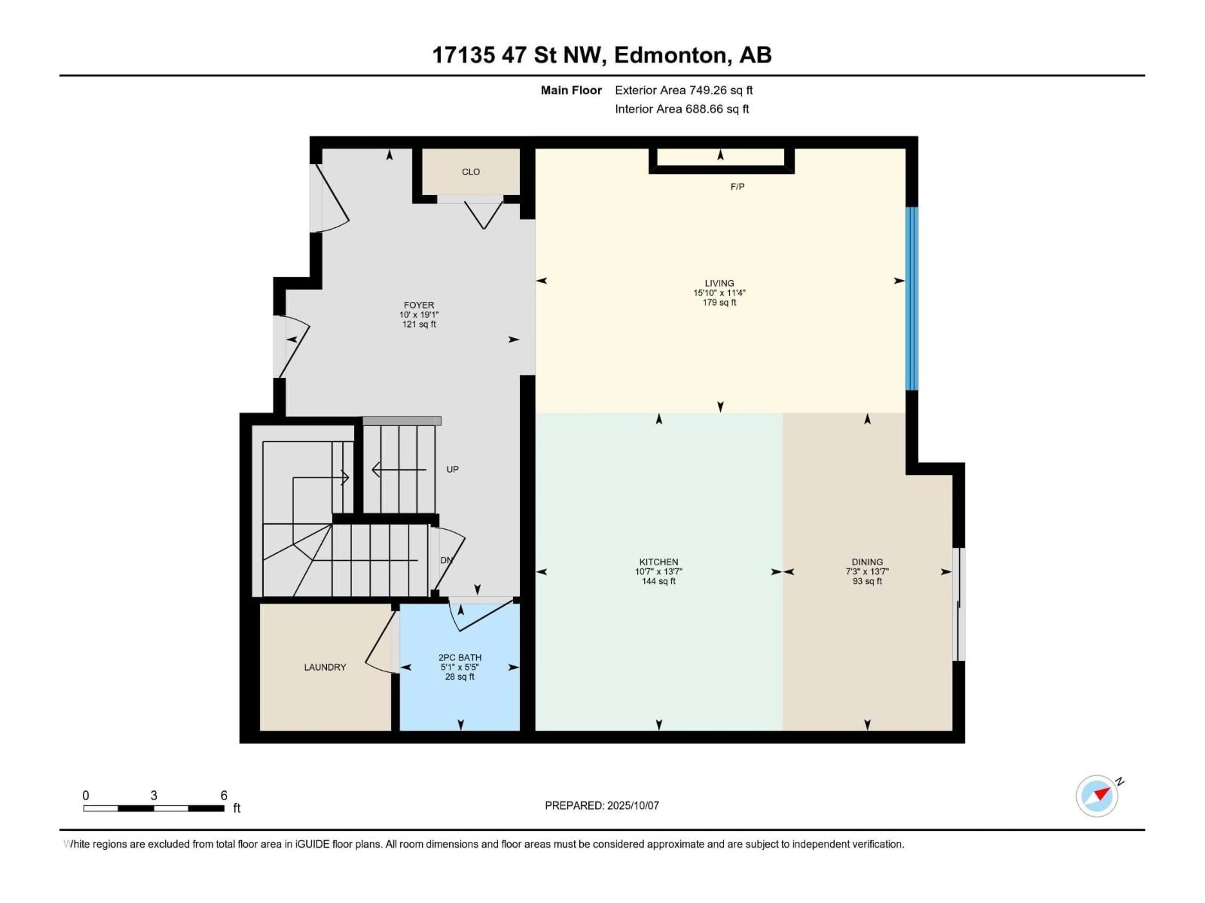 Floor plan for 17135 47 ST, Edmonton Alberta T5Y3P4
