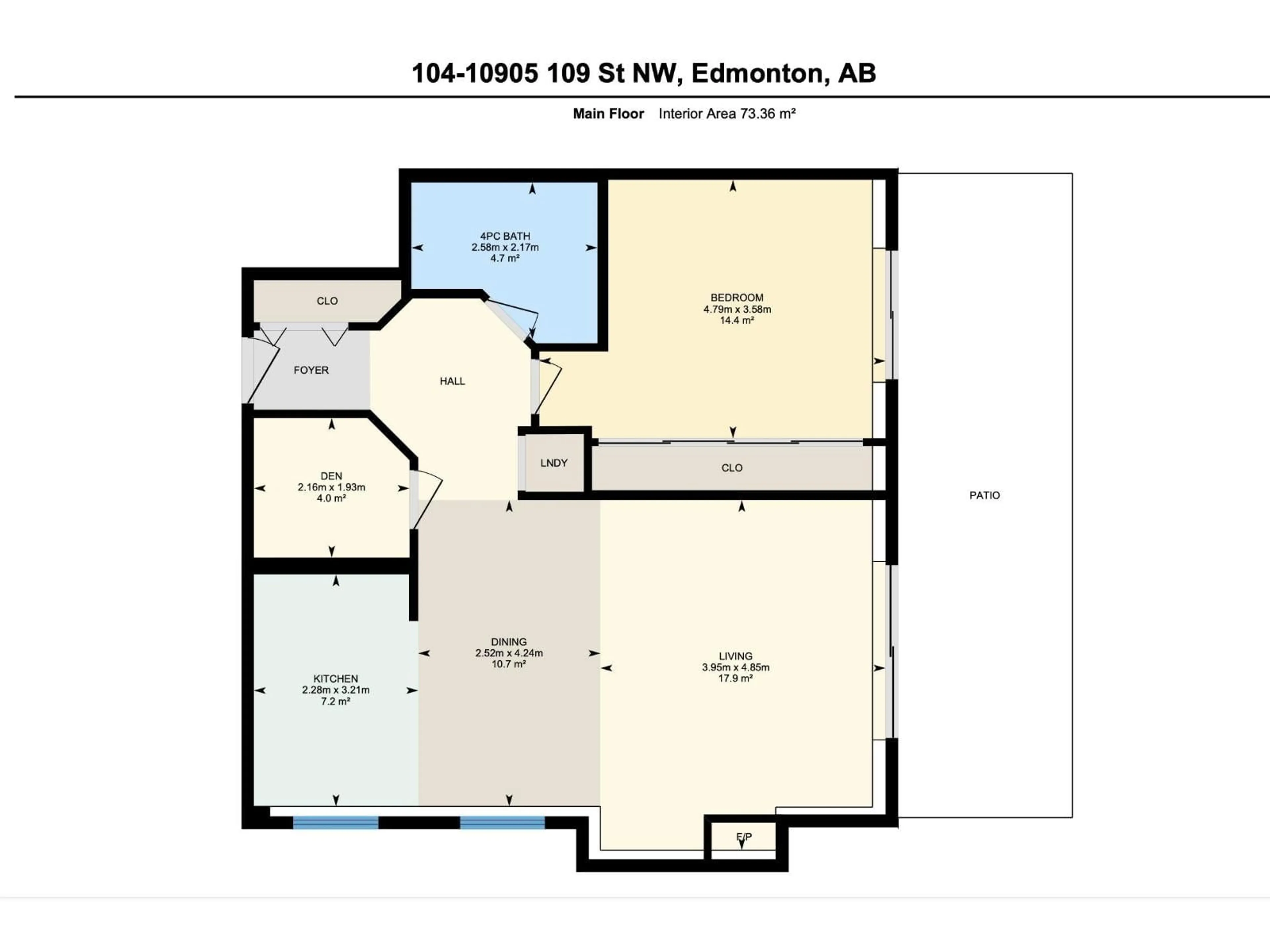 Floor plan for #104 - 10905 109 ST NW, Edmonton Alberta T5H3C2