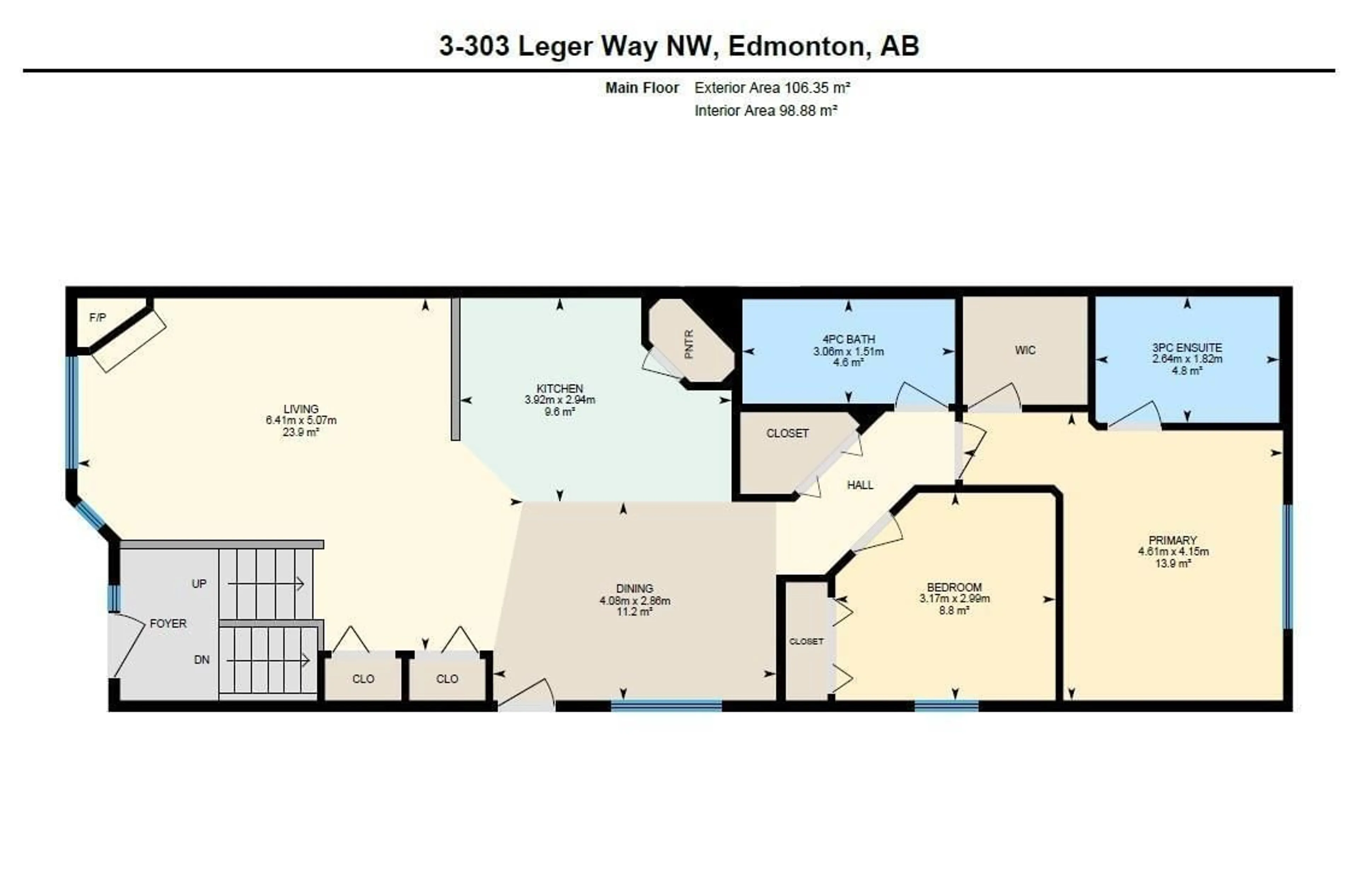 Floor plan for #3 - 303 LEGER WY, Edmonton Alberta T6X1X5