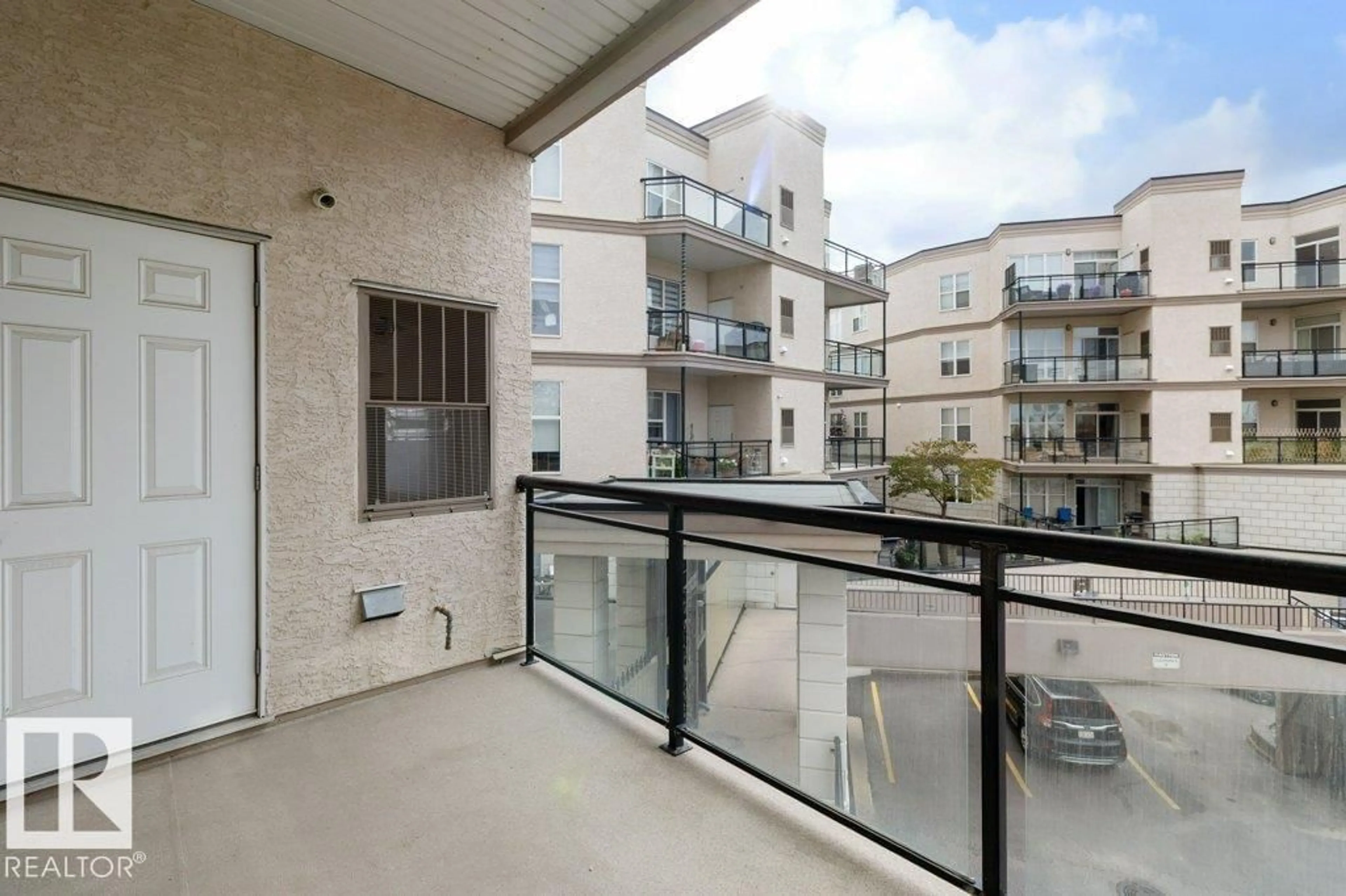 Balcony in the apartment, city buildings view from balcony for 200 - 4835 104A ST, Edmonton Alberta T6H0R5