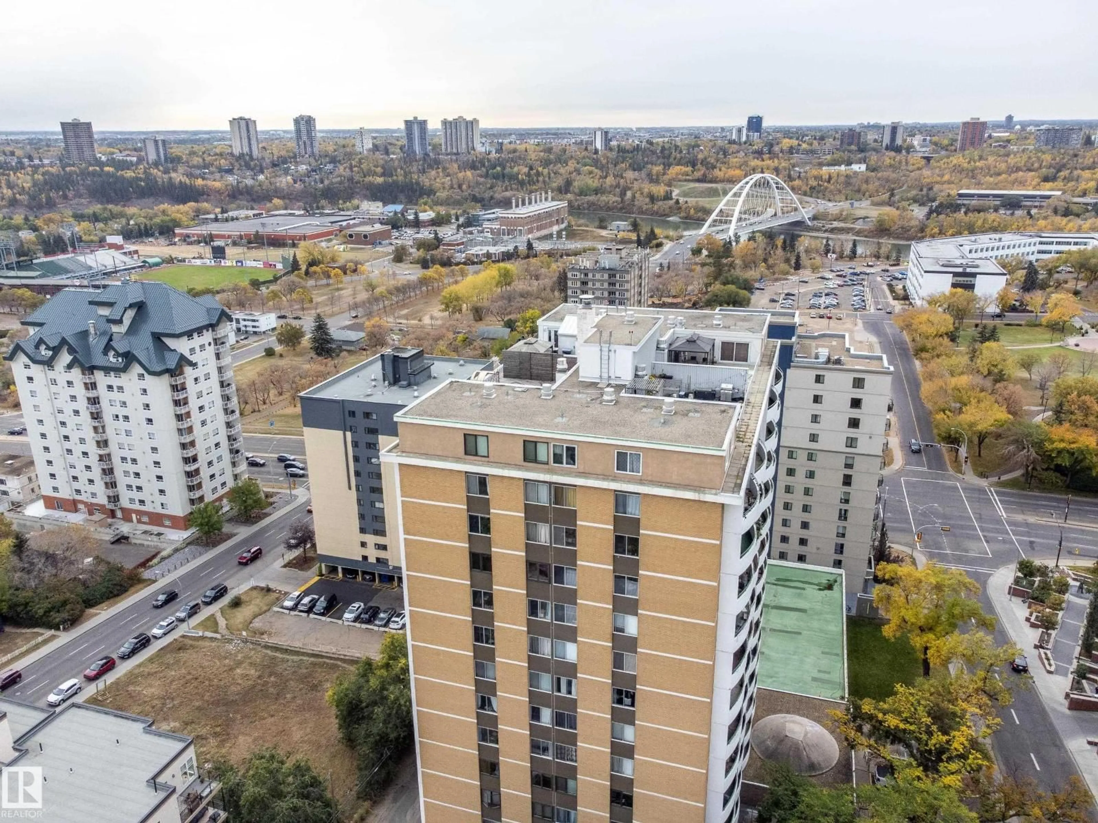A pic from outside/outdoor area/front of a property/back of a property/a pic from drone, city buildings view from balcony for #1403 - 9725 106 ST, Edmonton Alberta T5K1B5