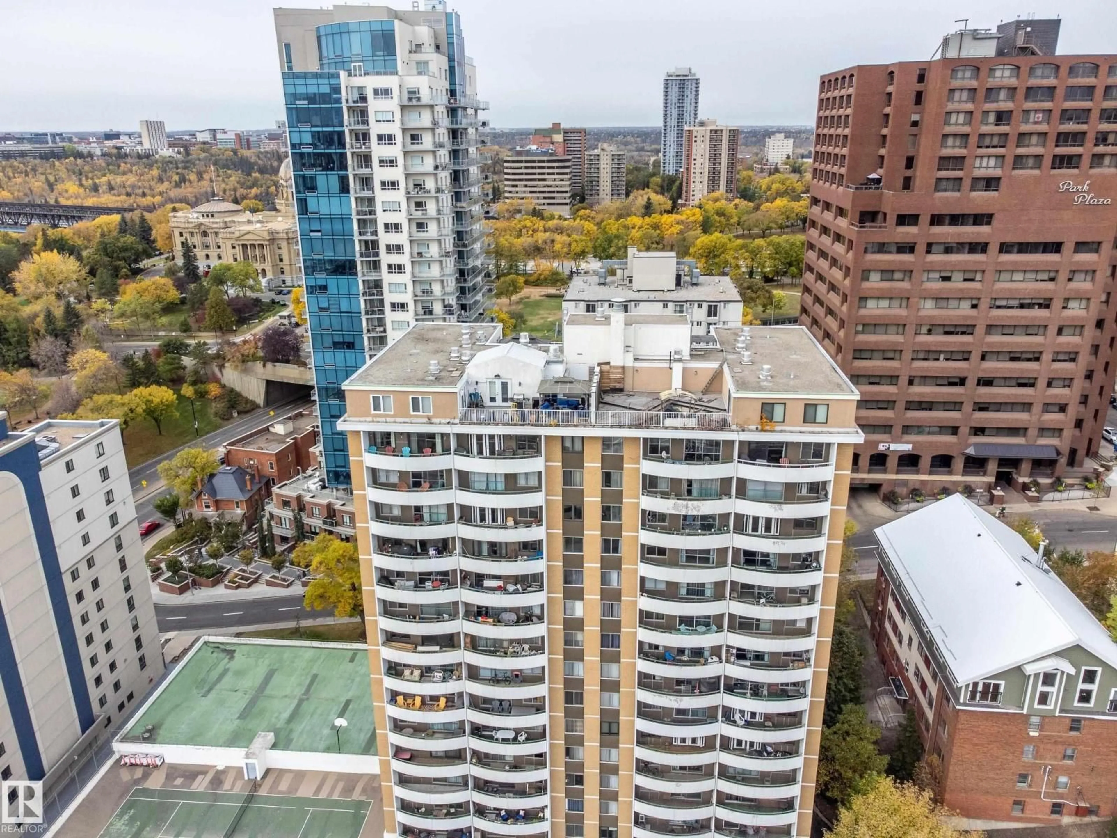 A pic from outside/outdoor area/front of a property/back of a property/a pic from drone, city buildings view from balcony for #1403 - 9725 106 ST, Edmonton Alberta T5K1B5