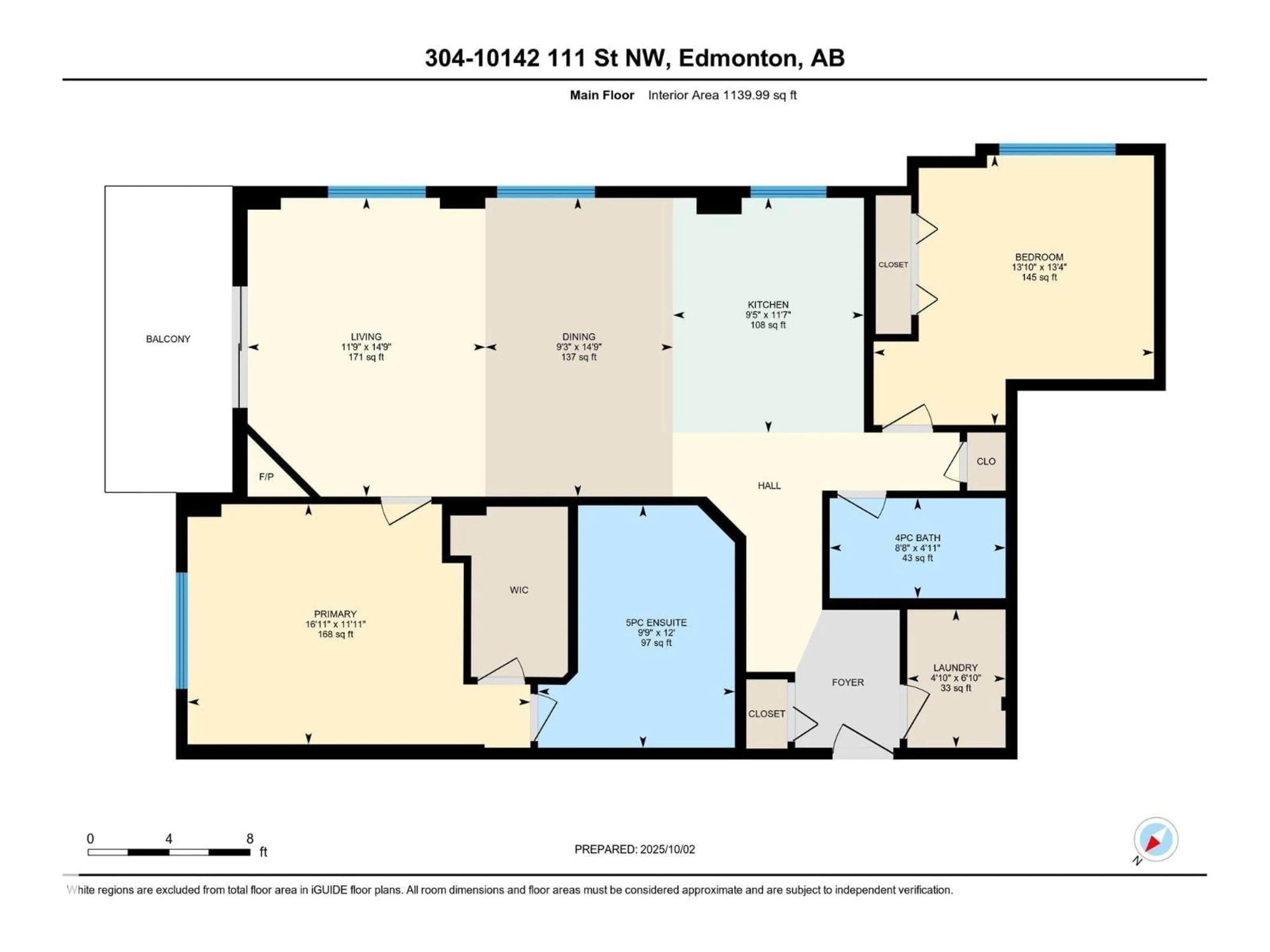 Floor plan for #304 - 10142 111 ST, Edmonton Alberta T5K1K6
