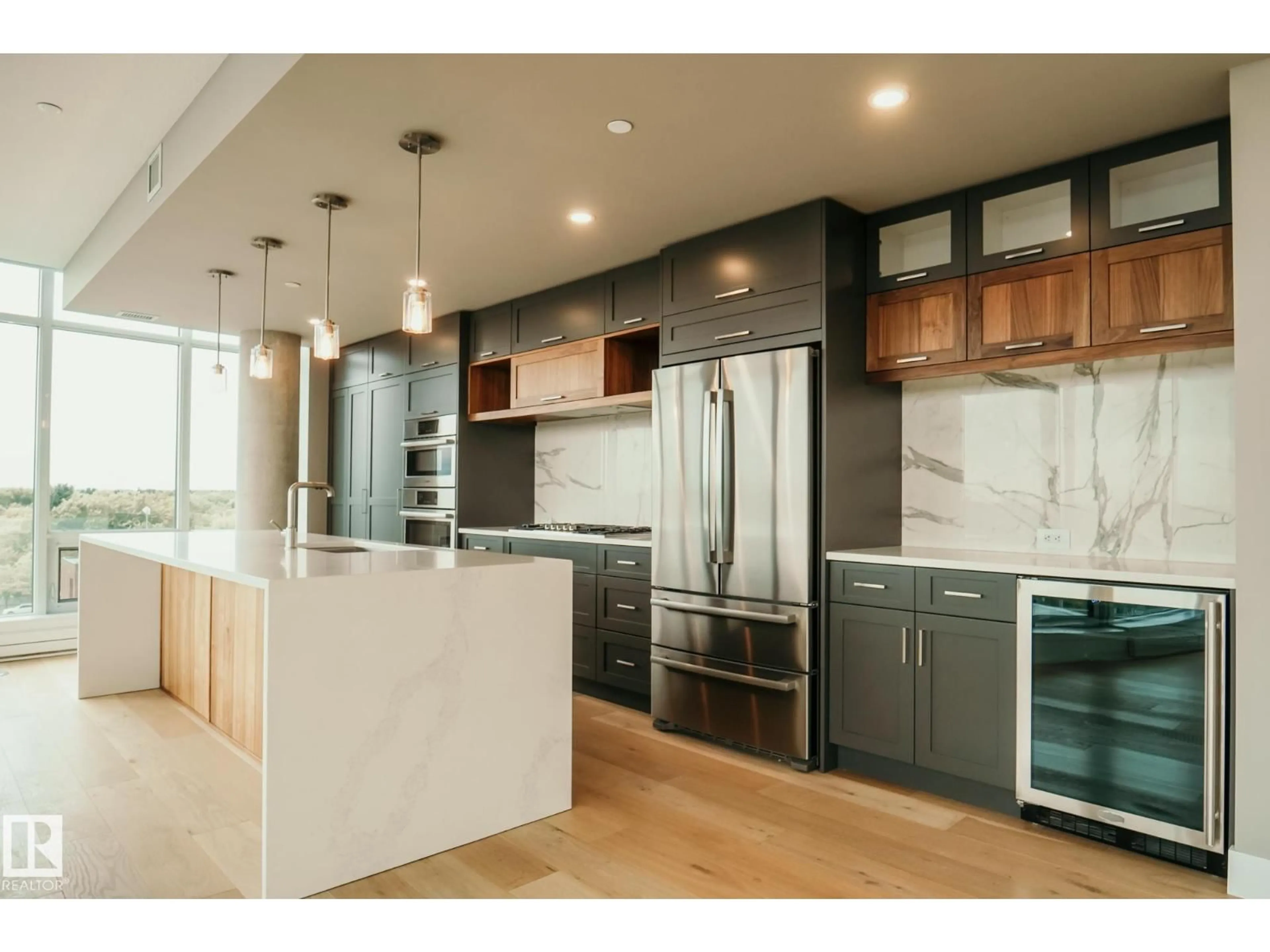 Open concept kitchen, wood/laminate floor for #701 - 14105 WEST BLOCK DR, Edmonton Alberta T5N1L5