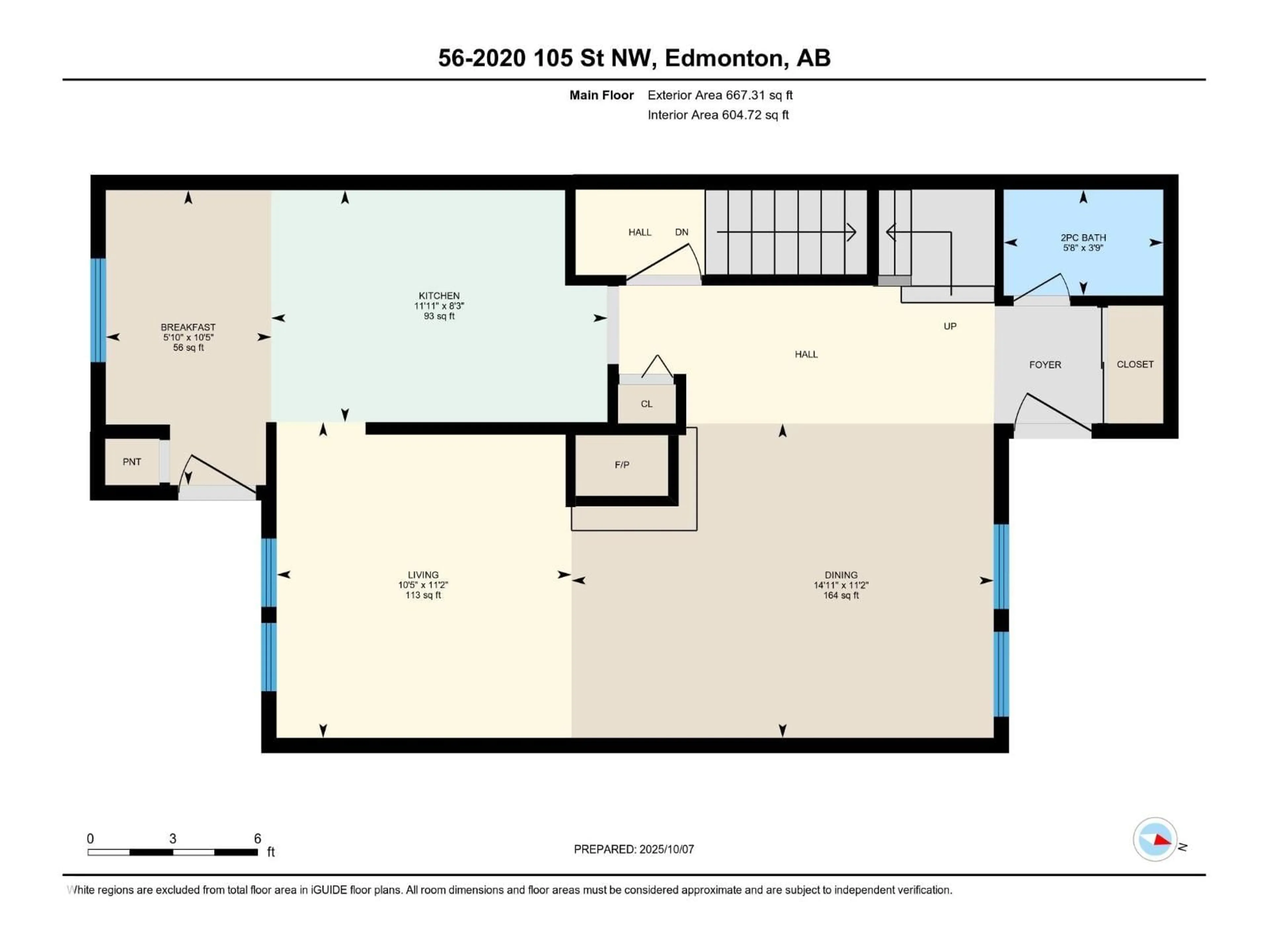 Floor plan for #56 - 2020 105 ST NW, Edmonton Alberta T6J5J2