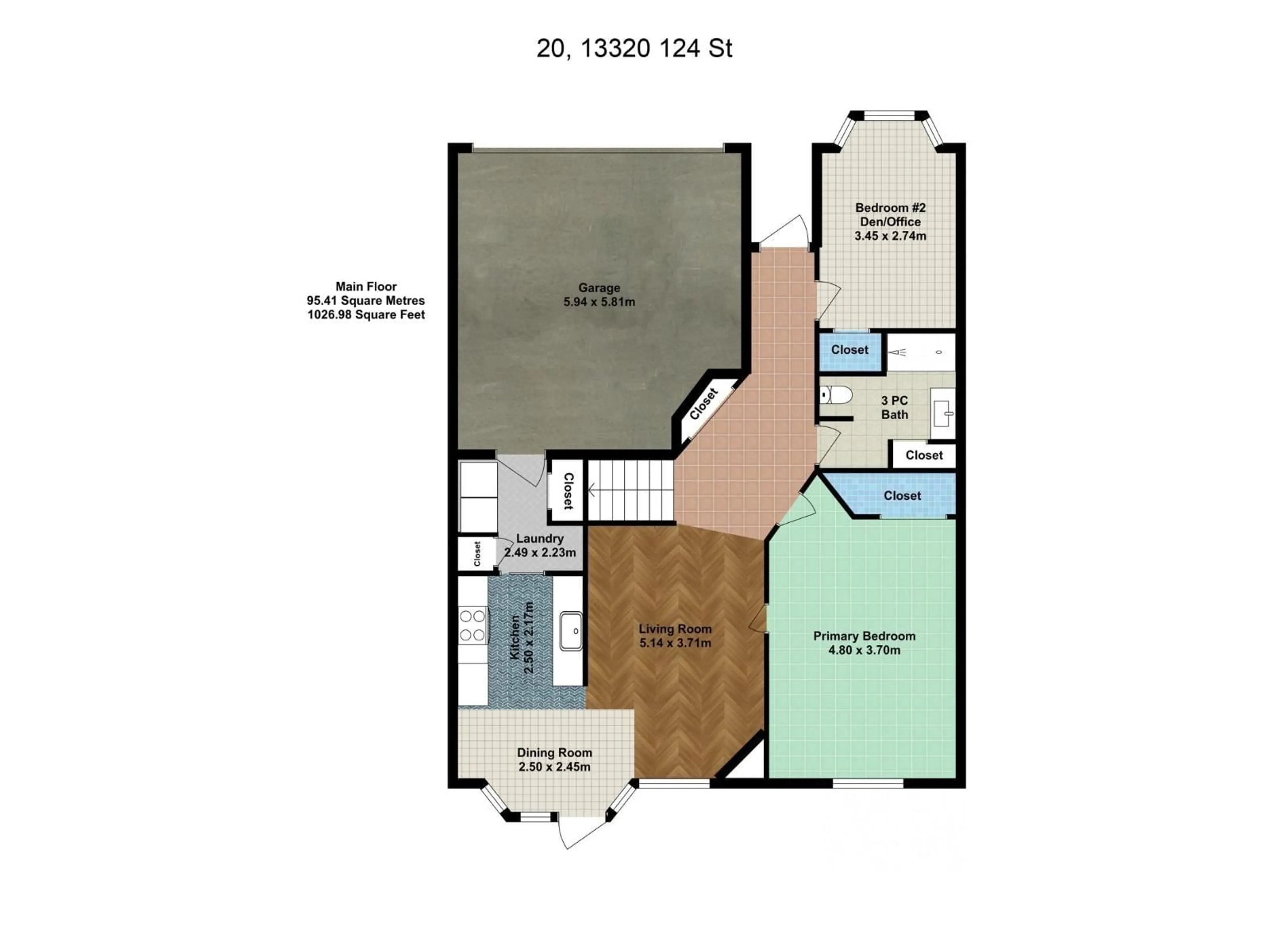 Floor plan for 13320 - 20 124 ST, Edmonton Alberta T5L3B7