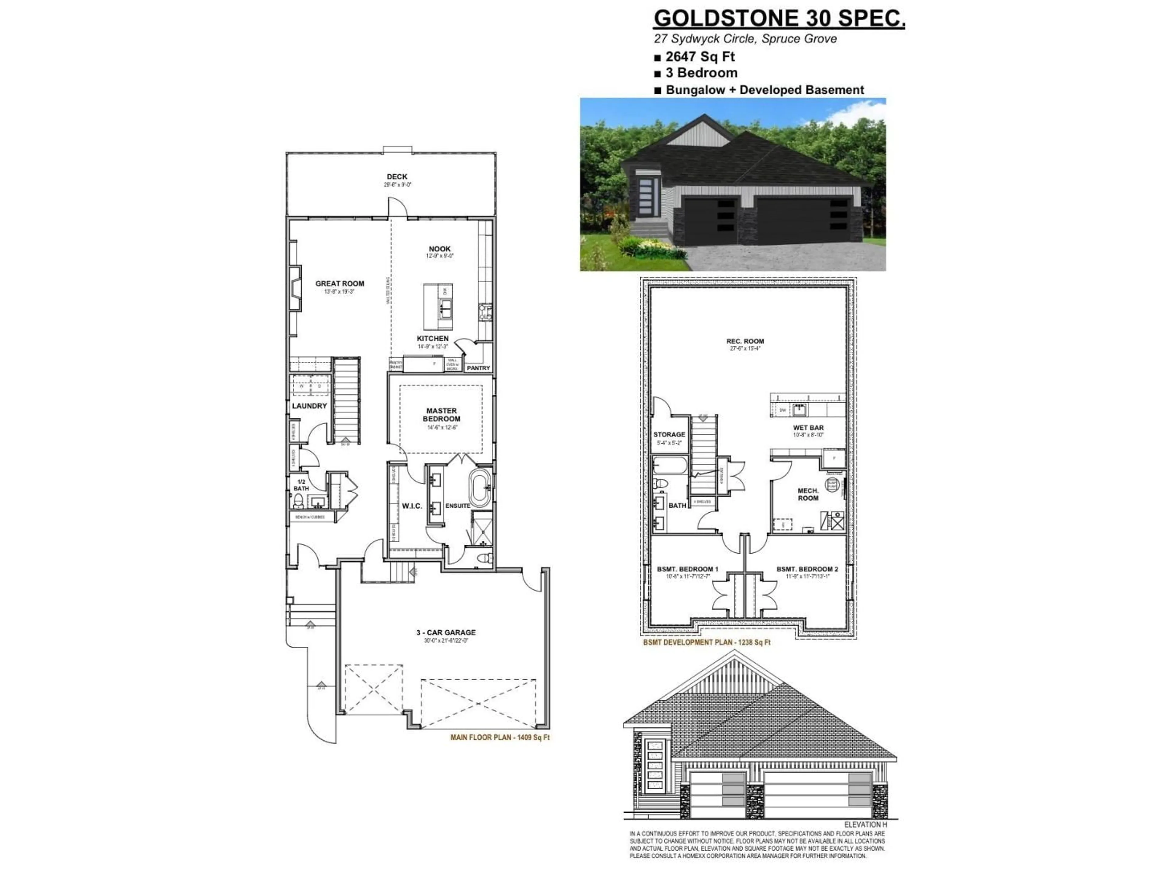 Floor plan for 27 SYDWYCK CI, Spruce Grove Alberta T7X4C9