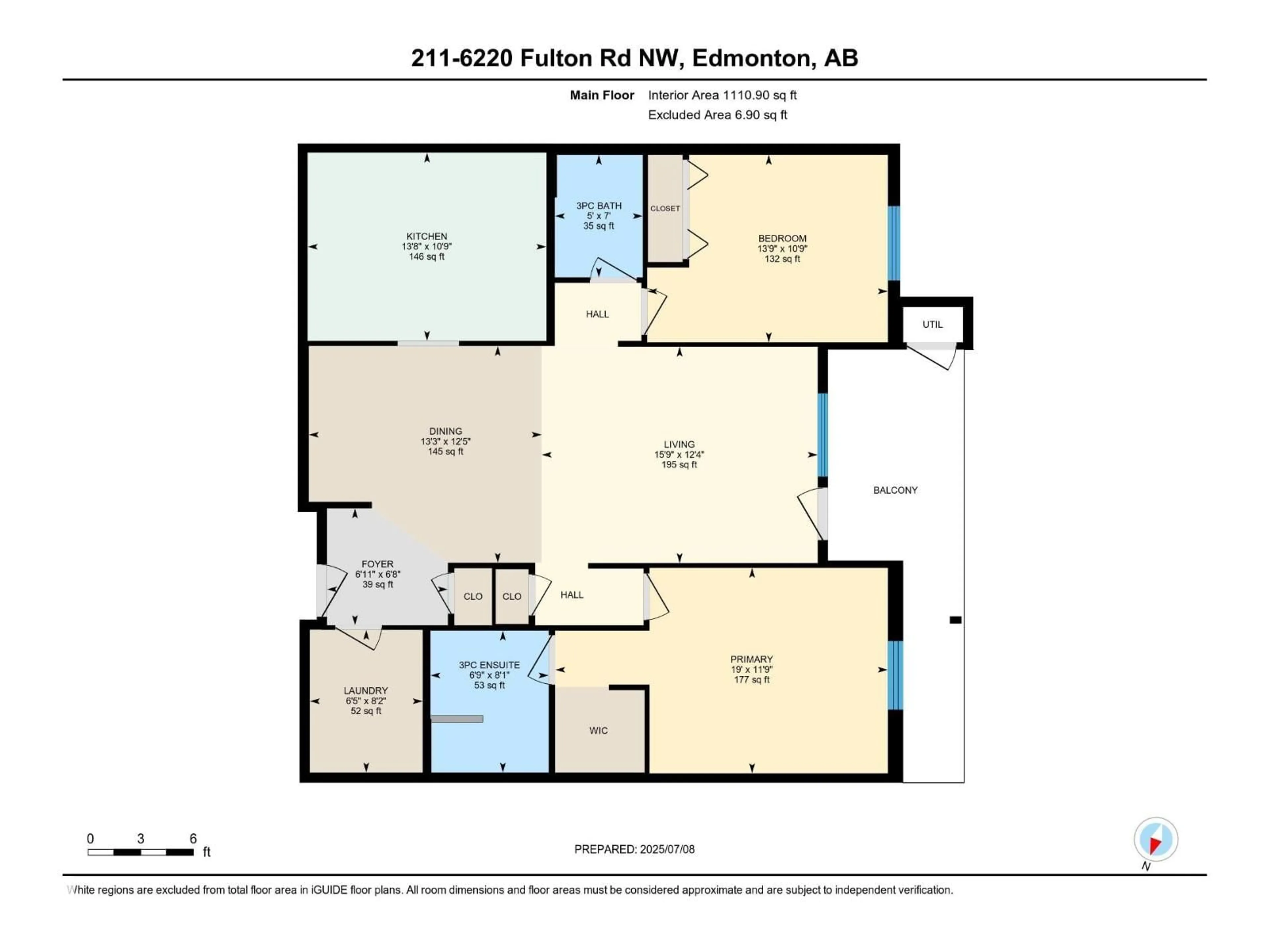 Floor plan for #211 - 6220 FULTON RD, Edmonton Alberta T6A3T4