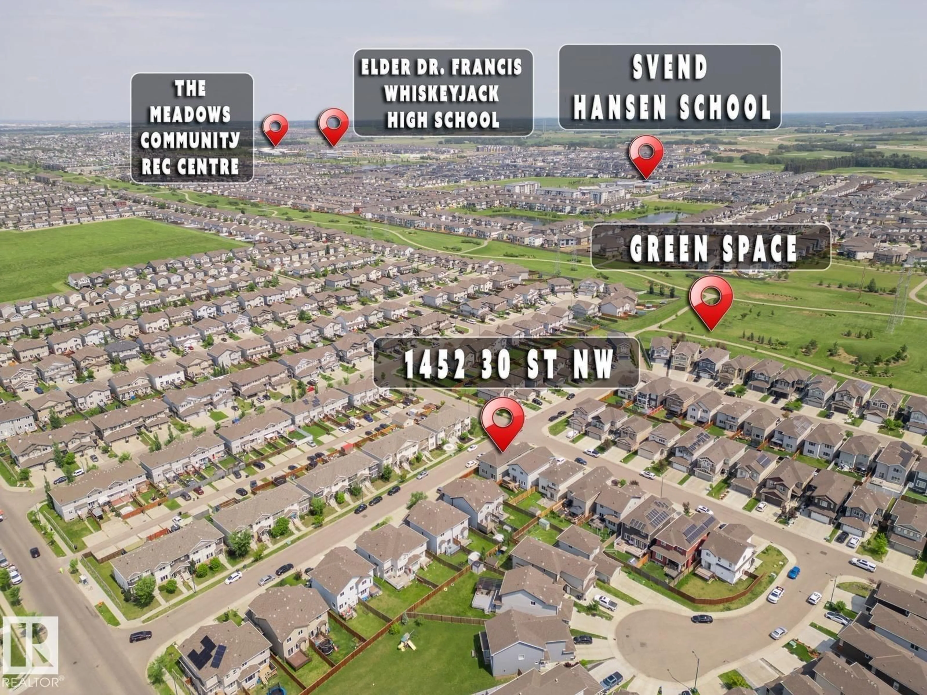 A pic from outside/outdoor area/front of a property/back of a property/a pic from drone, street for 1452 30 ST, Edmonton Alberta T6T0Z5