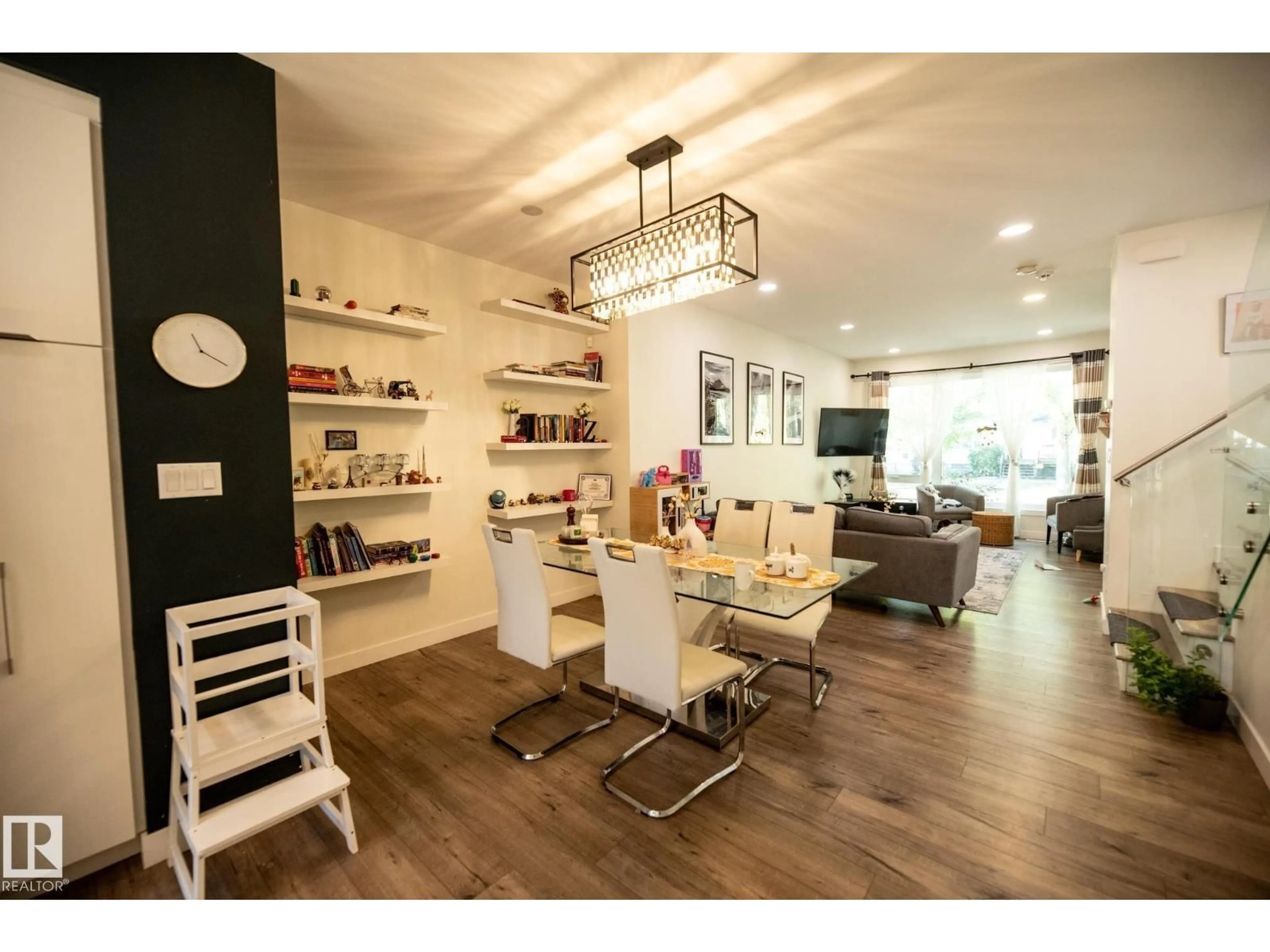 Open concept kitchen, wood/laminate floor for NW - 12939 114 ST, Edmonton Alberta T5E5C7