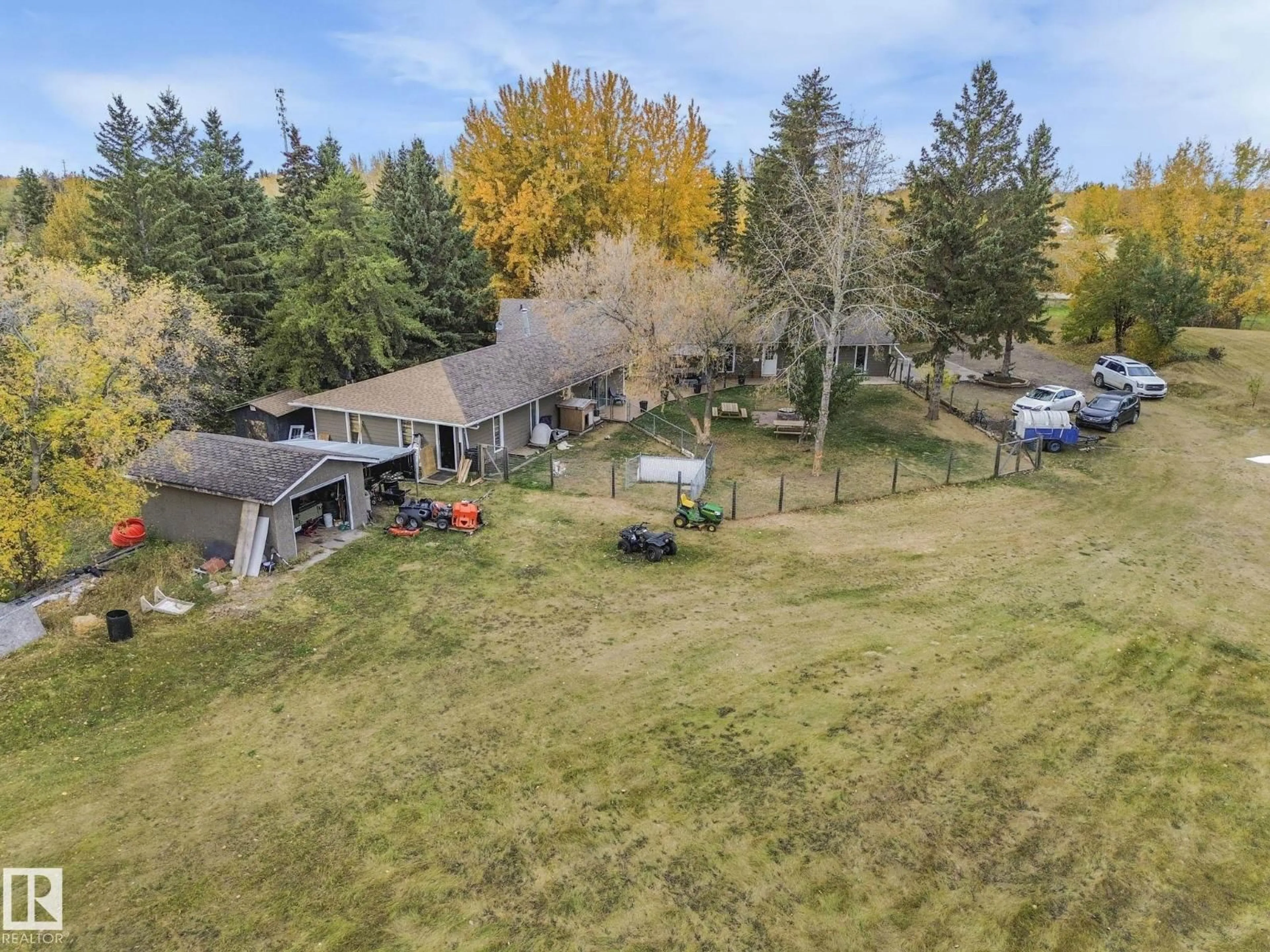 A pic from outside/outdoor area/front of a property/back of a property/a pic from drone, unknown for 37 - 52249 RANGE ROAD 233, Rural Strathcona County Alberta T8B1C7