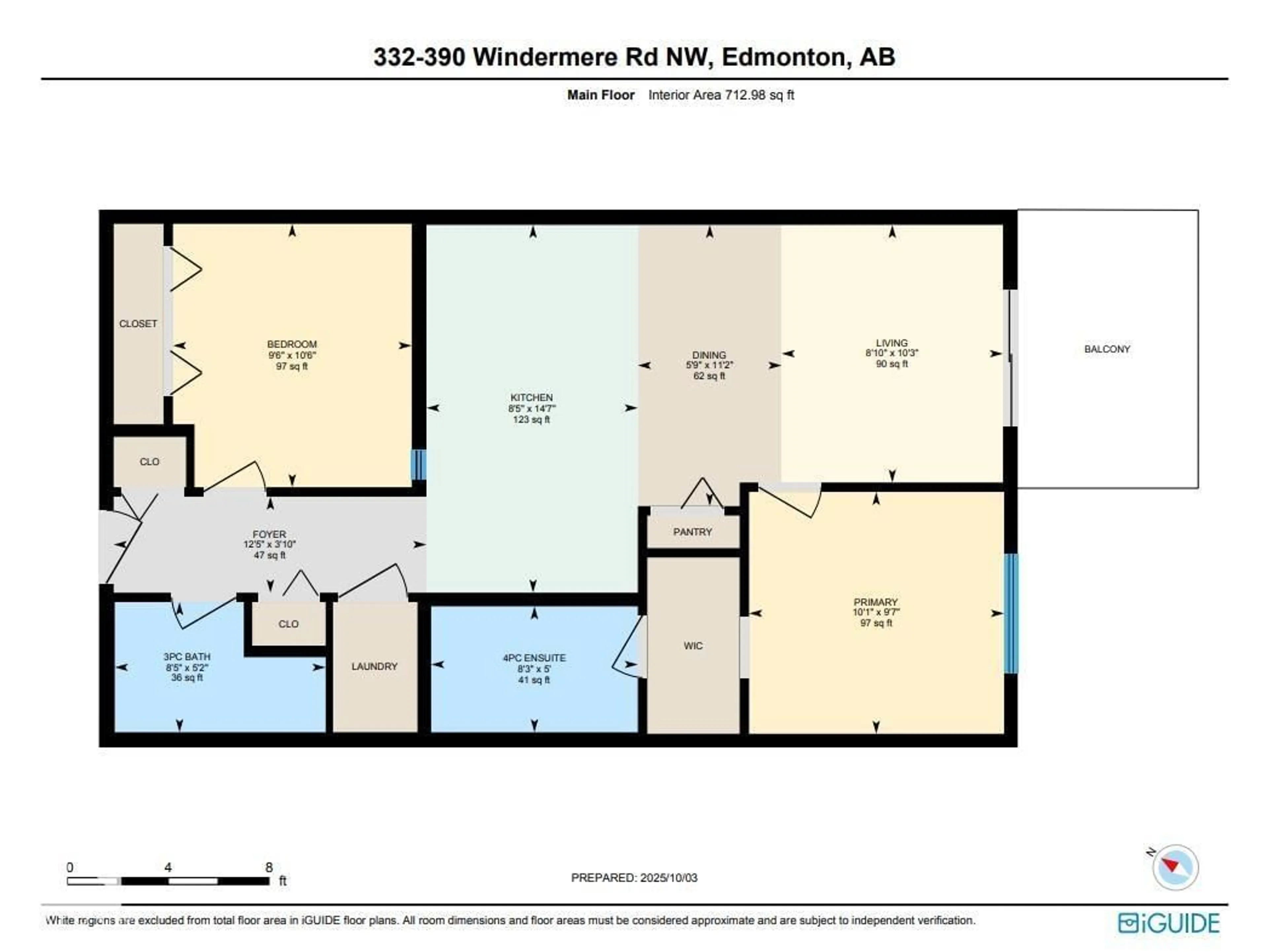 Floor plan for #332 - 390 WINDERMERE RD, Edmonton Alberta T6W0R1