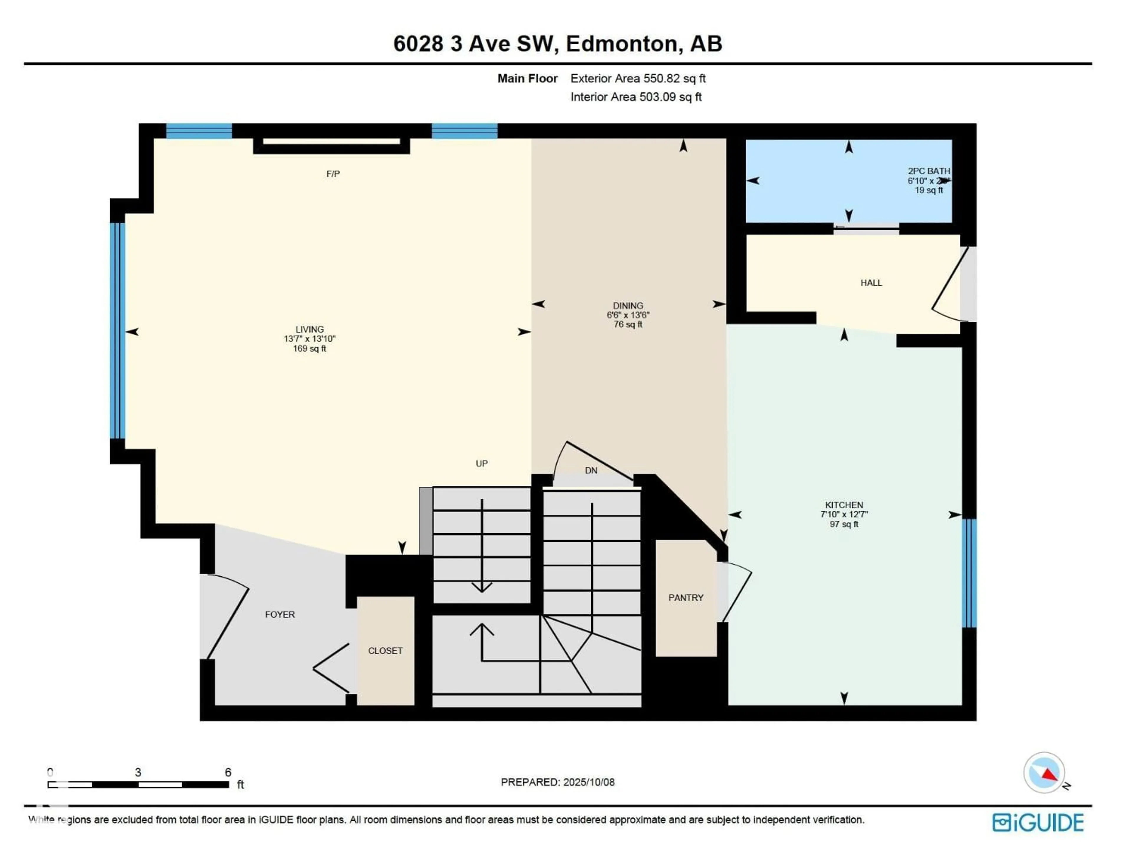 Floor plan for 6028 3 AV SW, Edmonton Alberta T6X0E6