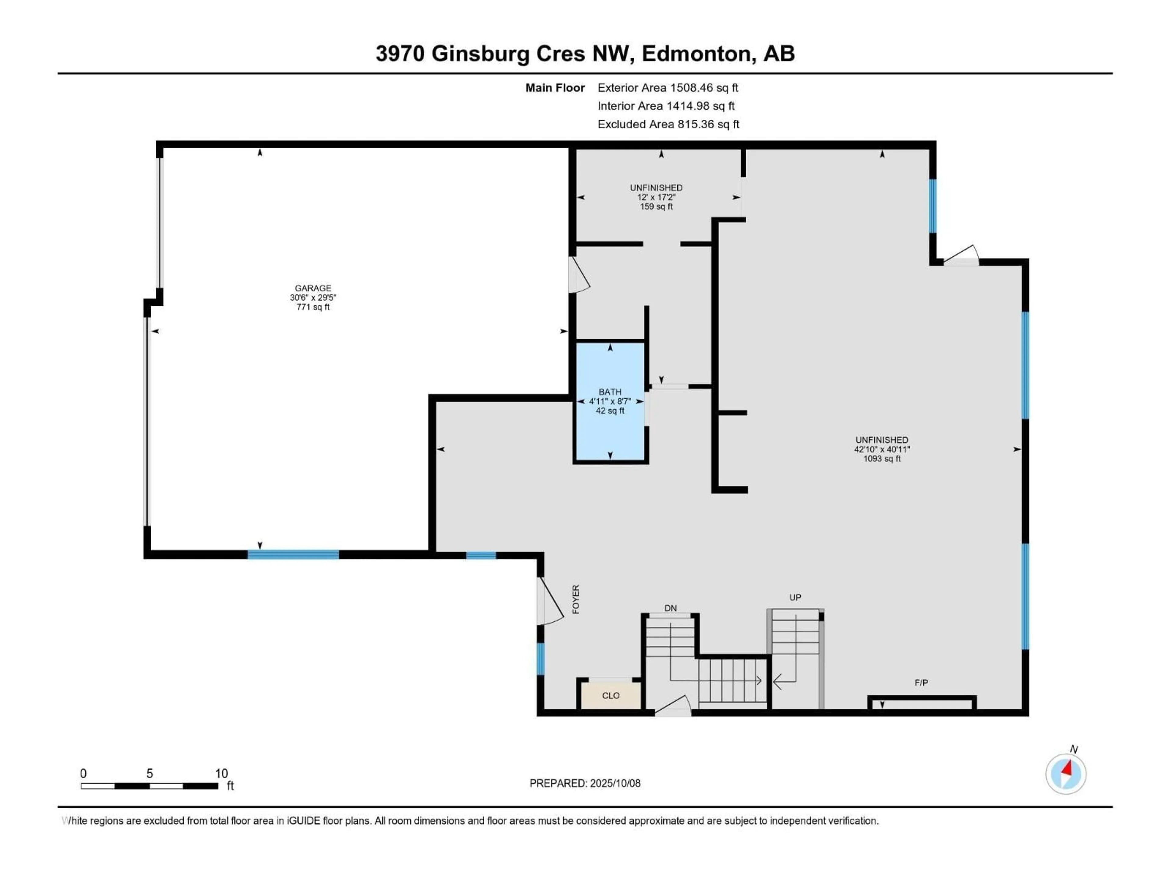 Floor plan for 3970 GINSBURG CR, Edmonton Alberta T5T4V1