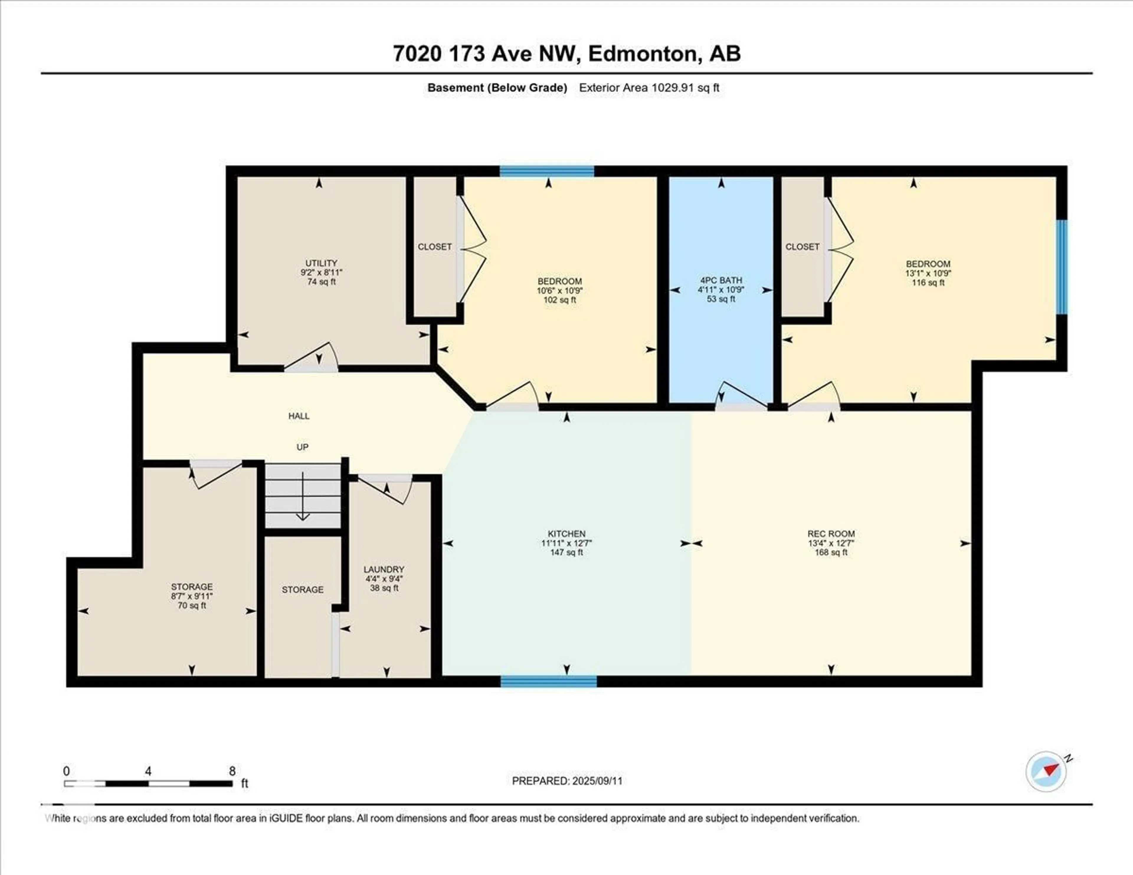 Floor plan for NW - 7020 173 AV, Edmonton Alberta T5Z0M8