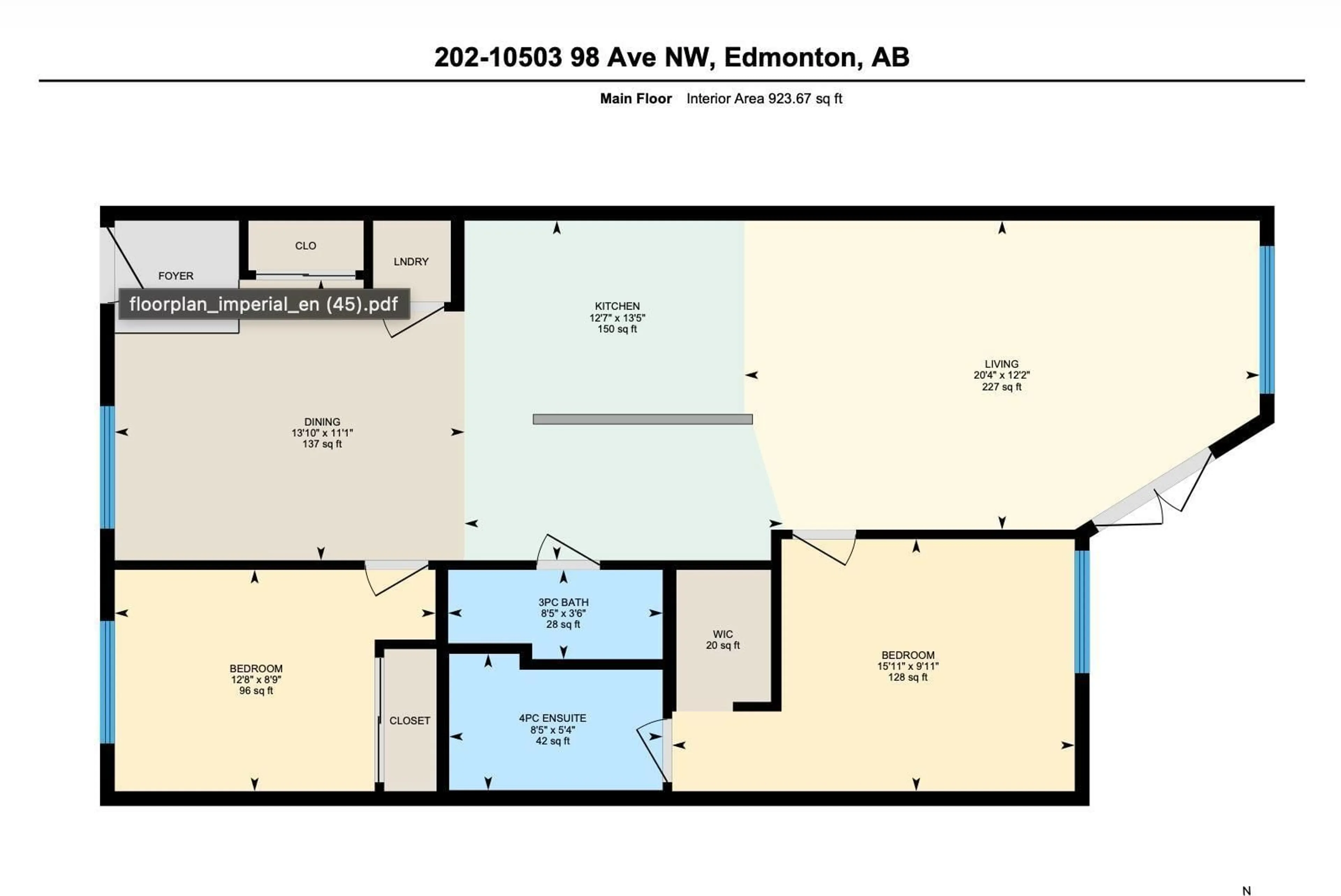 Floor plan for 202 - 10503 98 AV, Edmonton Alberta T5K0B2