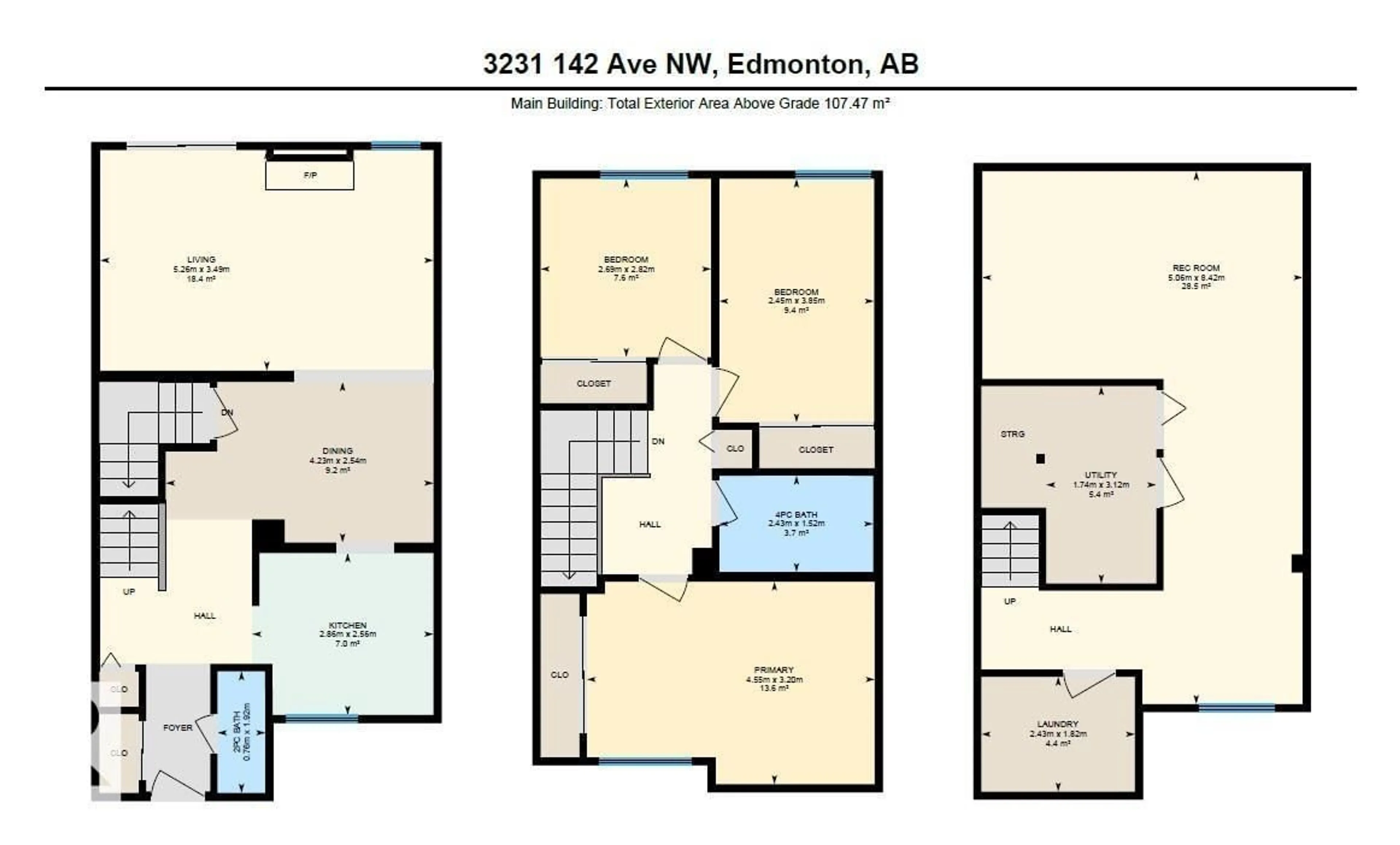 Floor plan for 3231 142 AV, Edmonton Alberta T5Y1H9