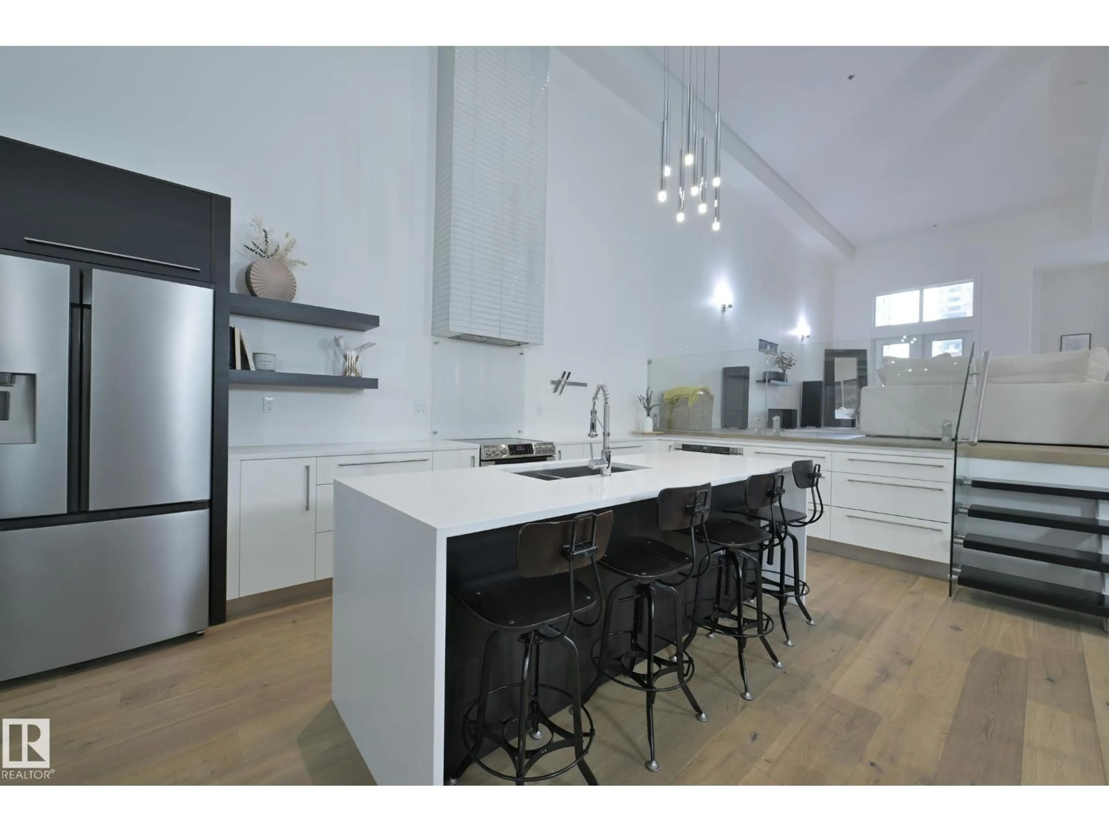 Open concept kitchen, wood/laminate floor for 403 - 10154 103 ST, Edmonton Alberta T5J0X7