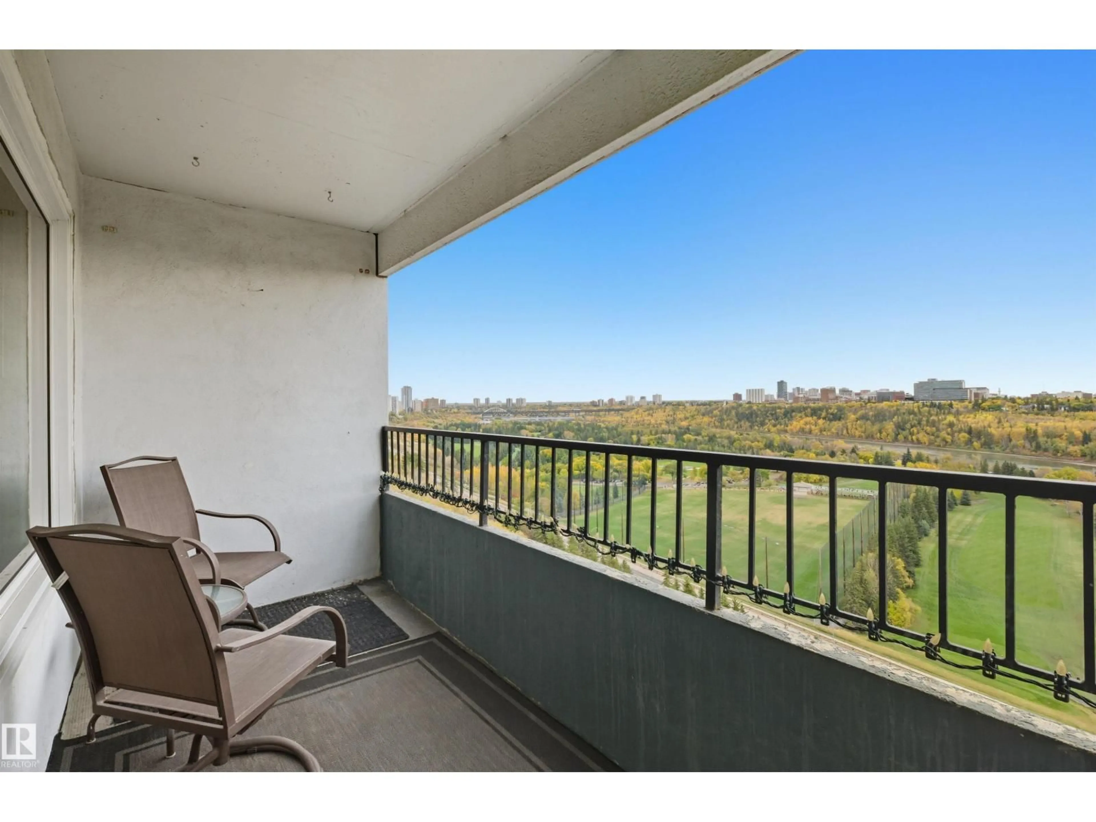 Balcony in the apartment, water/lake/river/ocean view for #1001 - 12303 JASPER AV, Edmonton Alberta T5N3K7