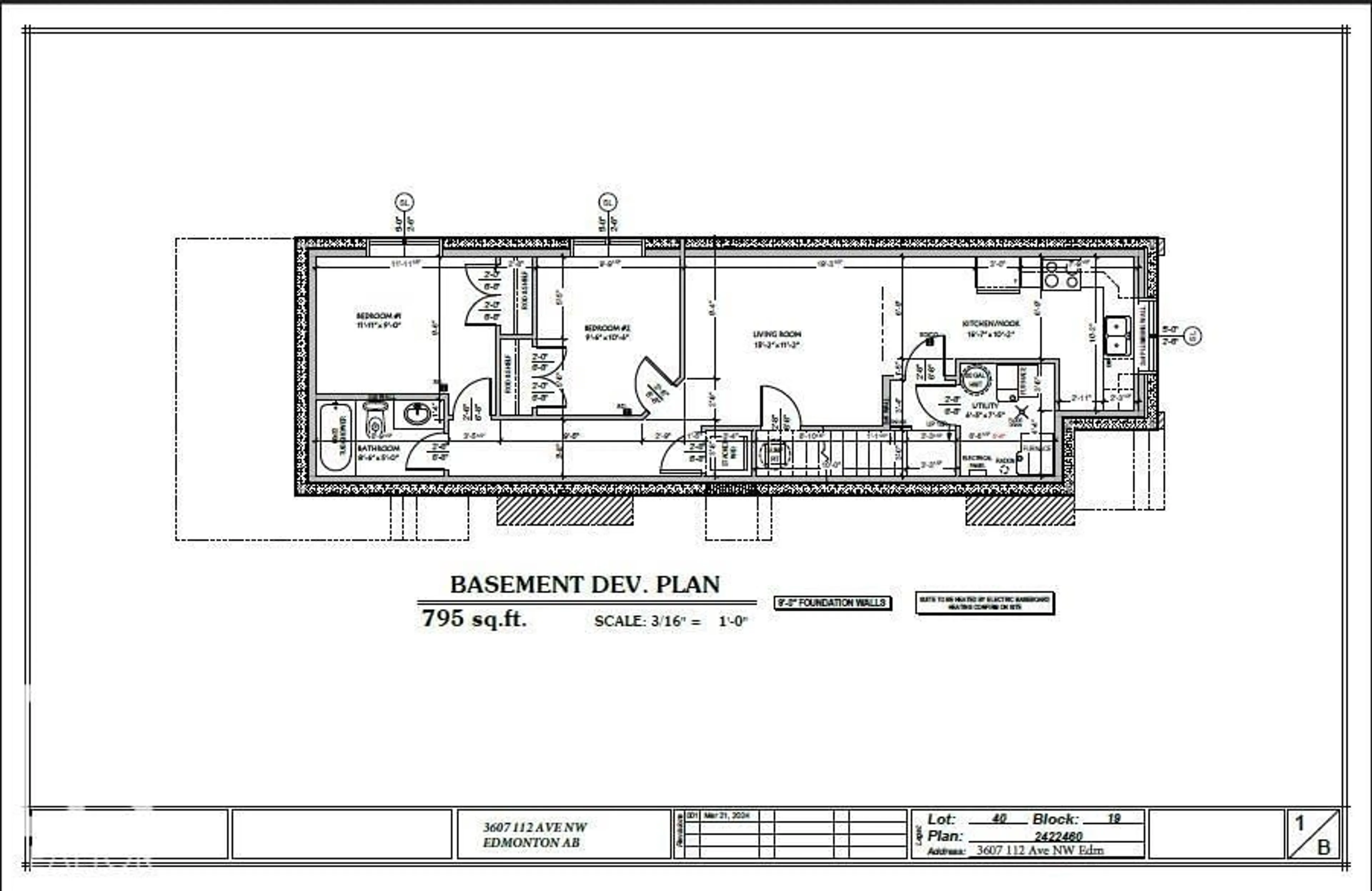 Floor plan for 3605 112 AV, Edmonton Alberta T5W0M3