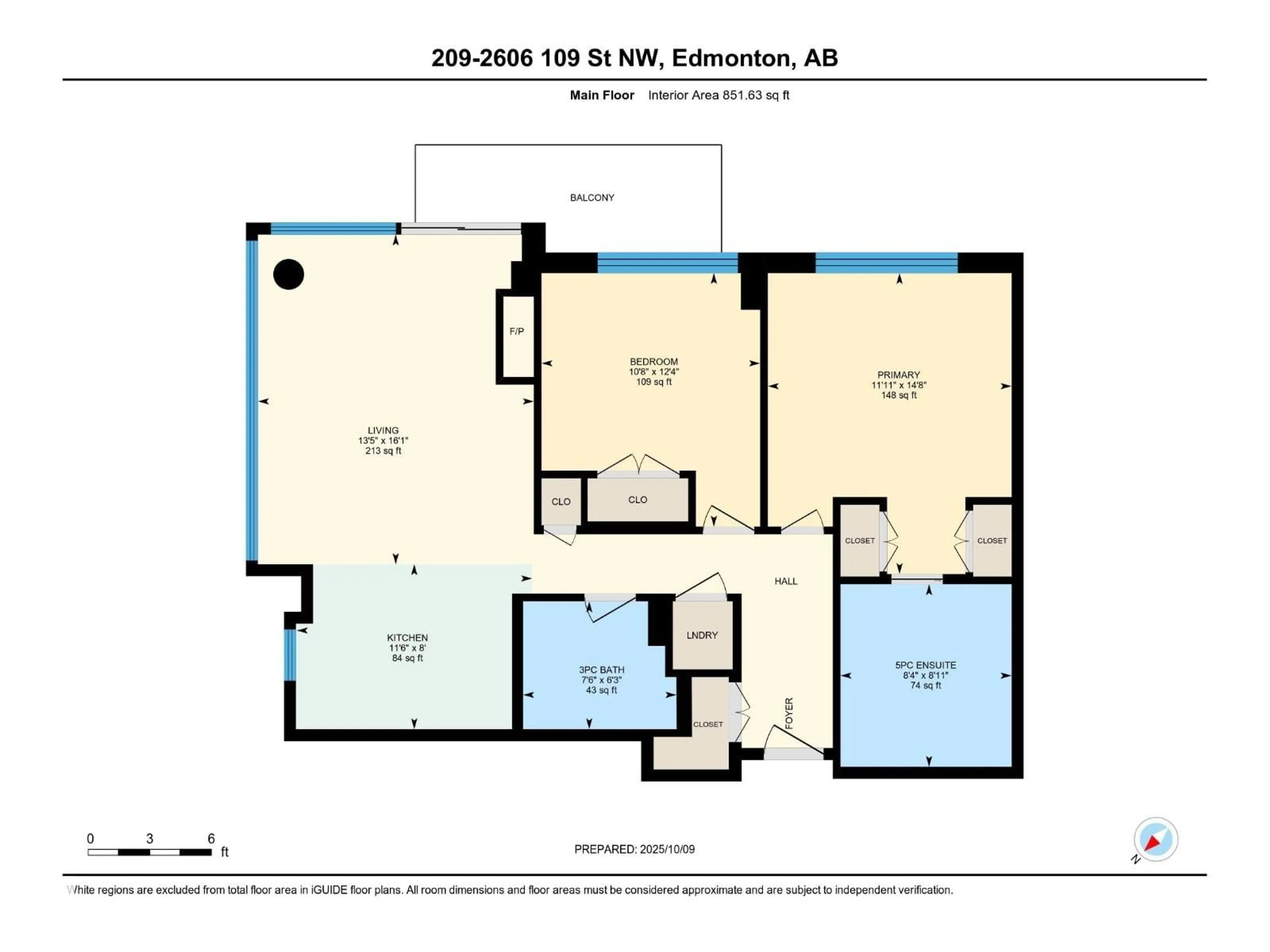 Floor plan for 209 - 2606 109 ST NW, Edmonton Alberta T6J3S9