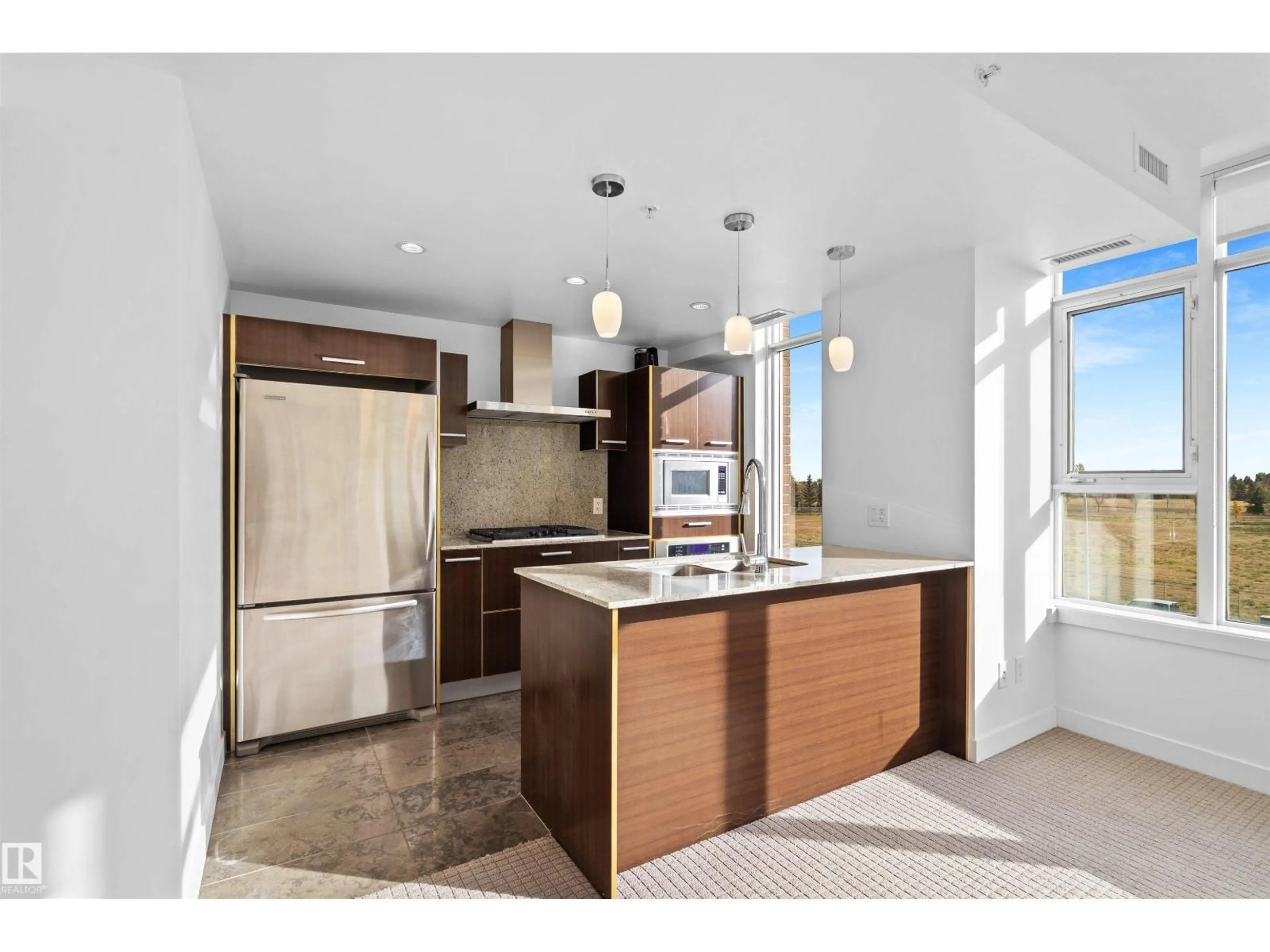 Open concept kitchen, ceramic/tile floor for 209 - 2606 109 ST NW, Edmonton Alberta T6J3S9