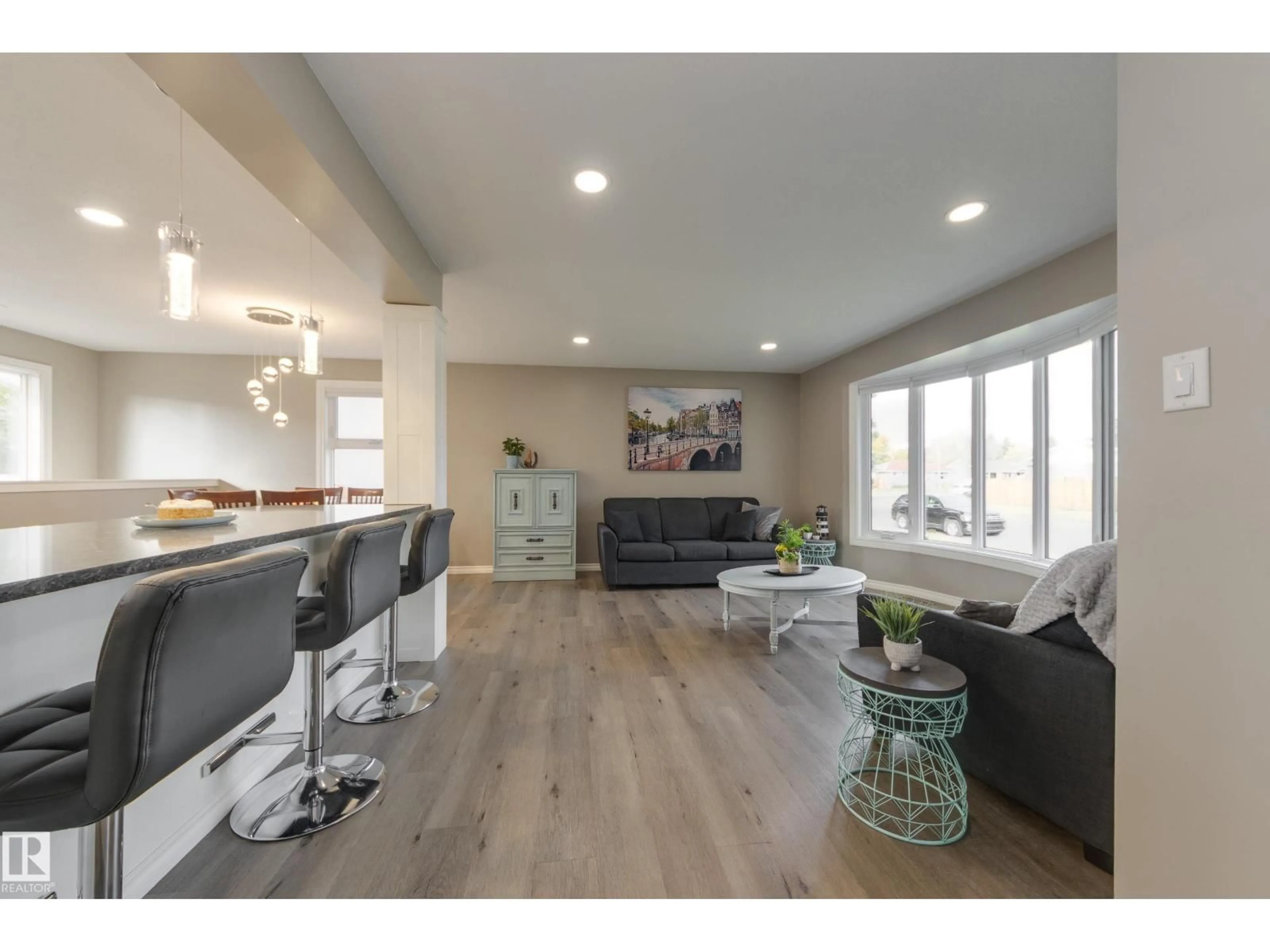 Open concept kitchen, wood/laminate floor for 16107 80 AV, Edmonton Alberta T5R3M5