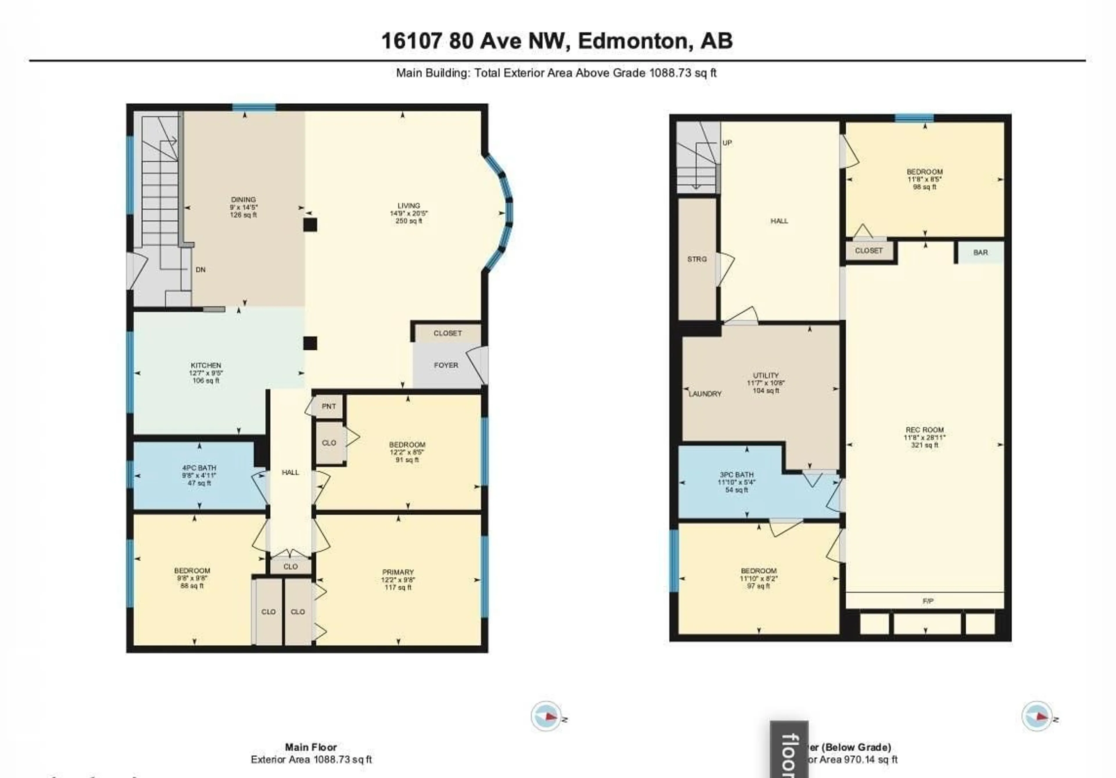 Floor plan for 16107 80 AV, Edmonton Alberta T5R3M5