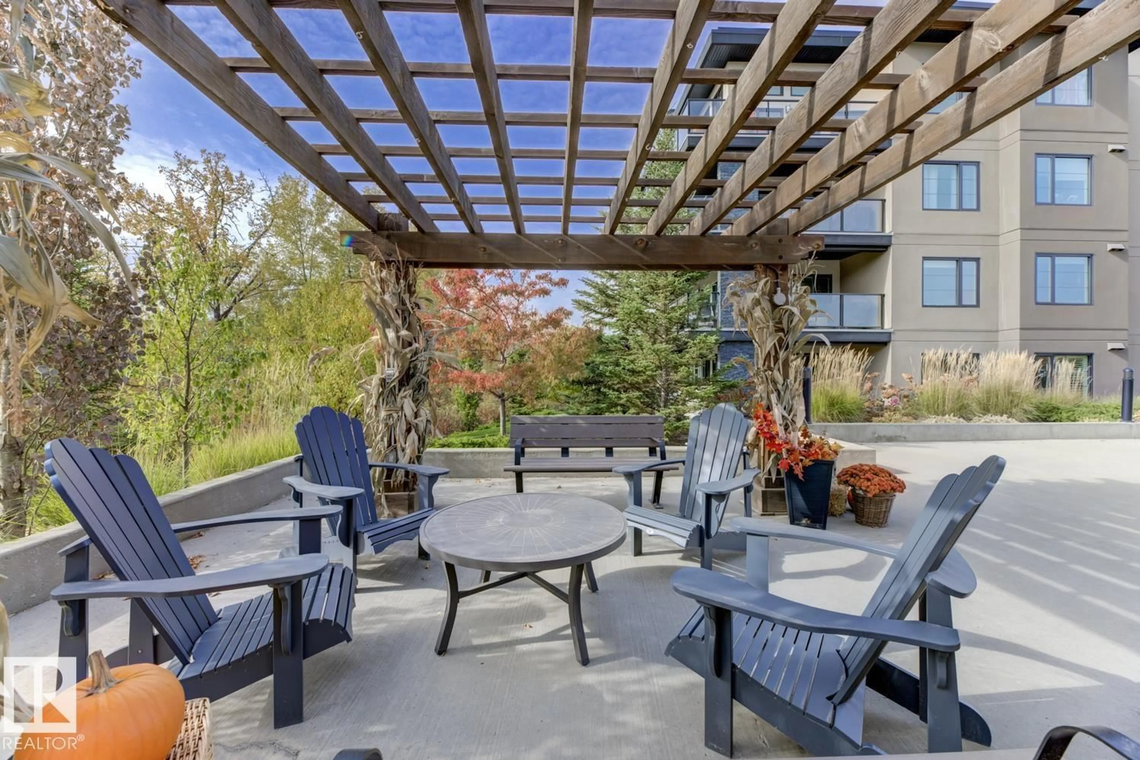 Patio, water/lake/river/ocean view for 210 - 5029 EDGEMONT BV, Edmonton Alberta T6M0S8