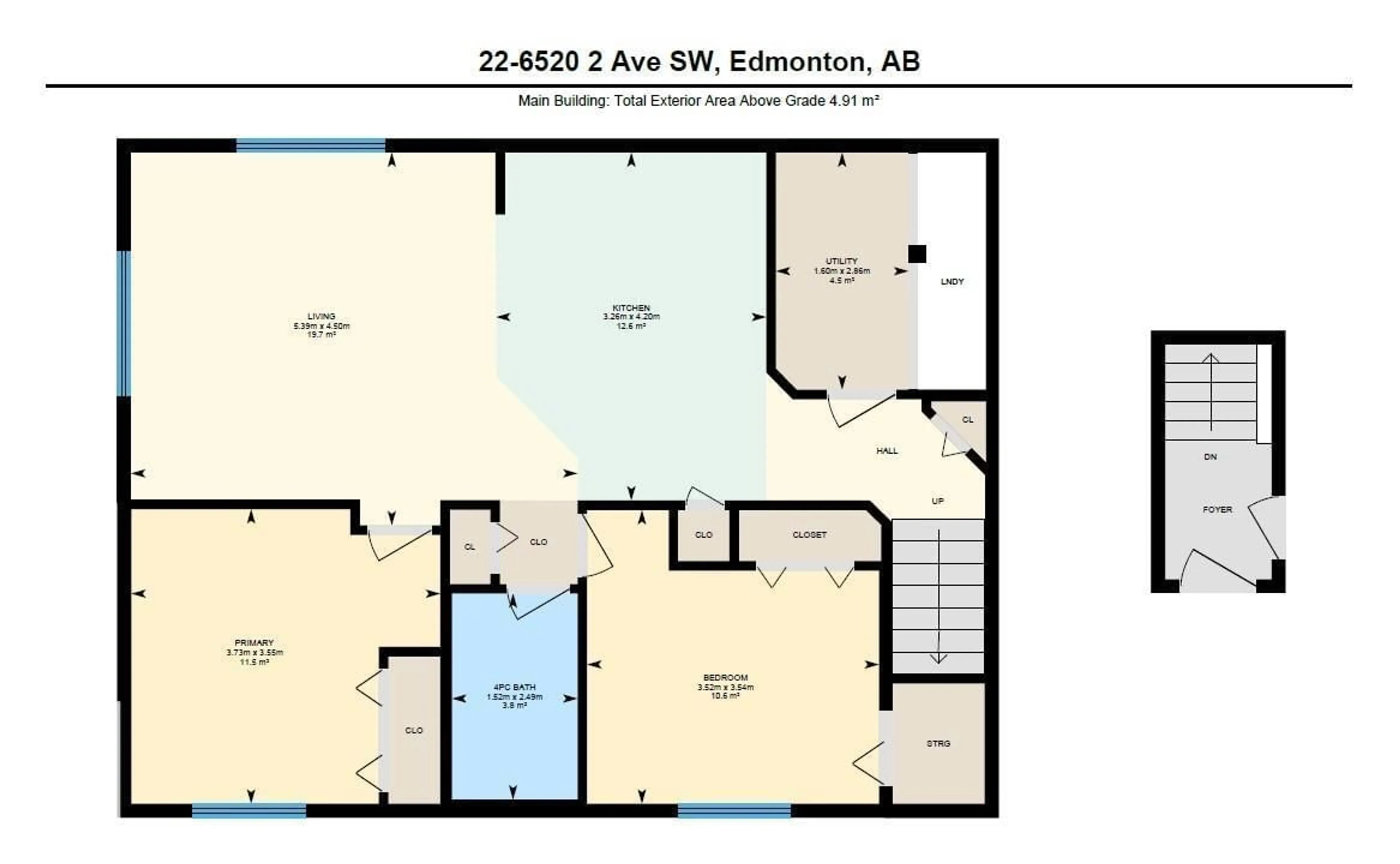Floor plan for 22 6520 2 AV SW, Edmonton Alberta T6X1S4