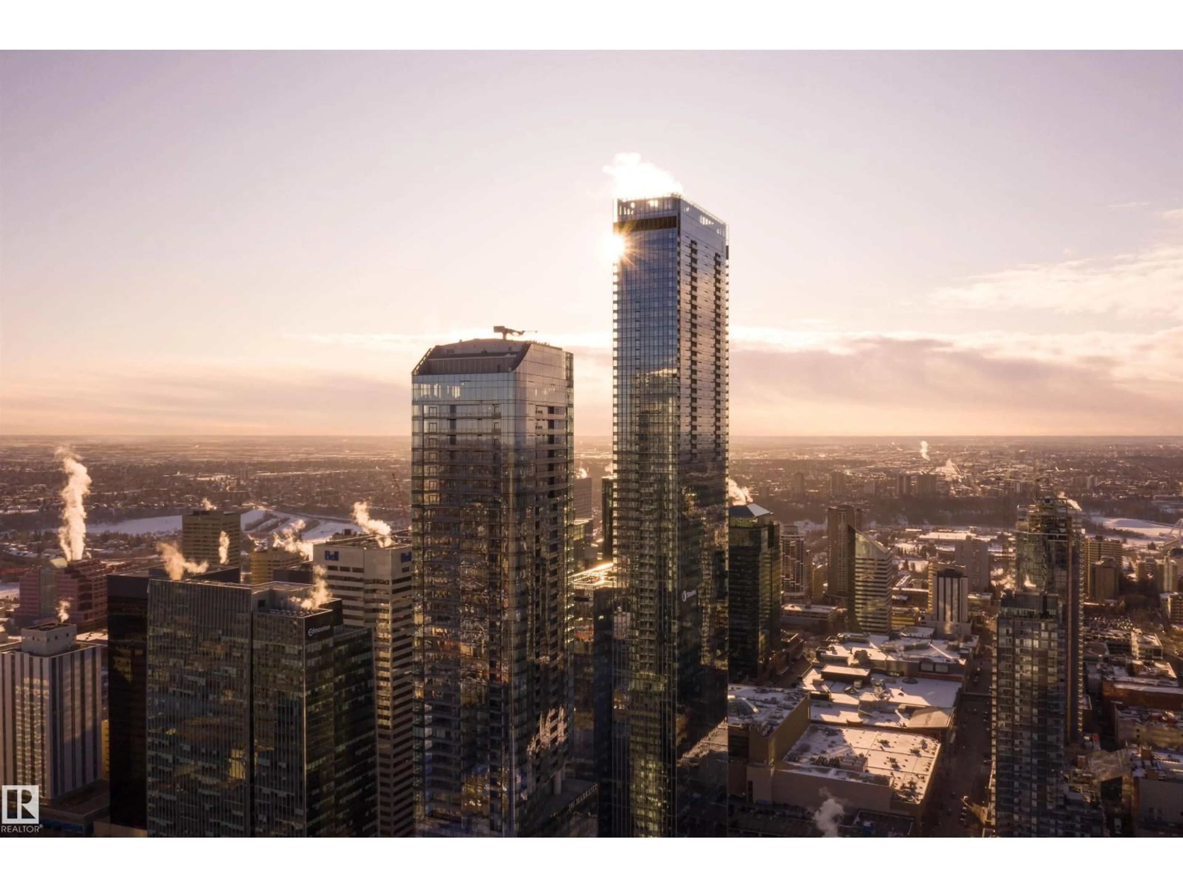 A pic from outside/outdoor area/front of a property/back of a property/a pic from drone, city buildings view from balcony for 10360 - 4603 102 ST, Edmonton Alberta T5J0K6