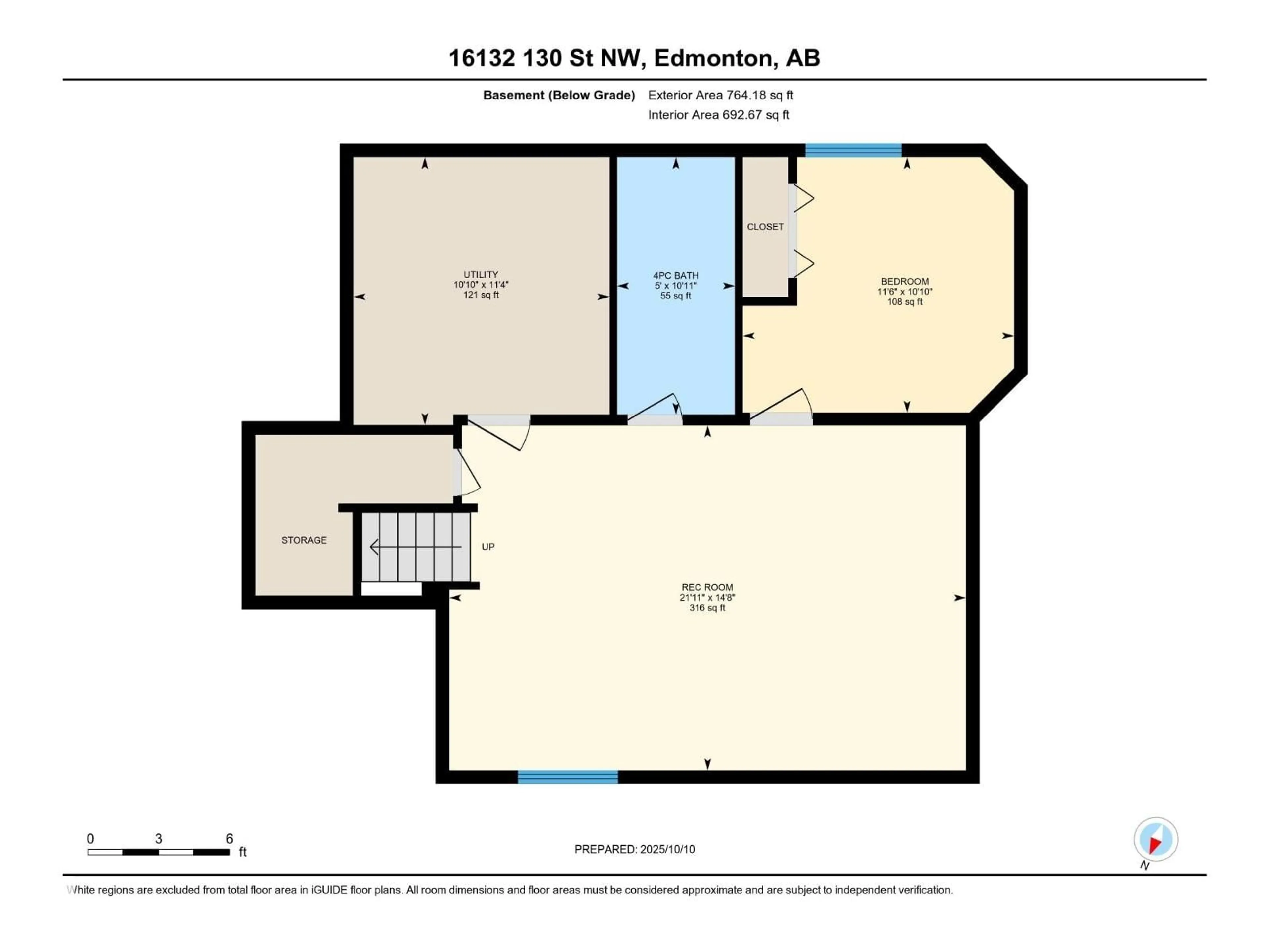 Floor plan for NW - 16132 130 ST, Edmonton Alberta T6V1V8