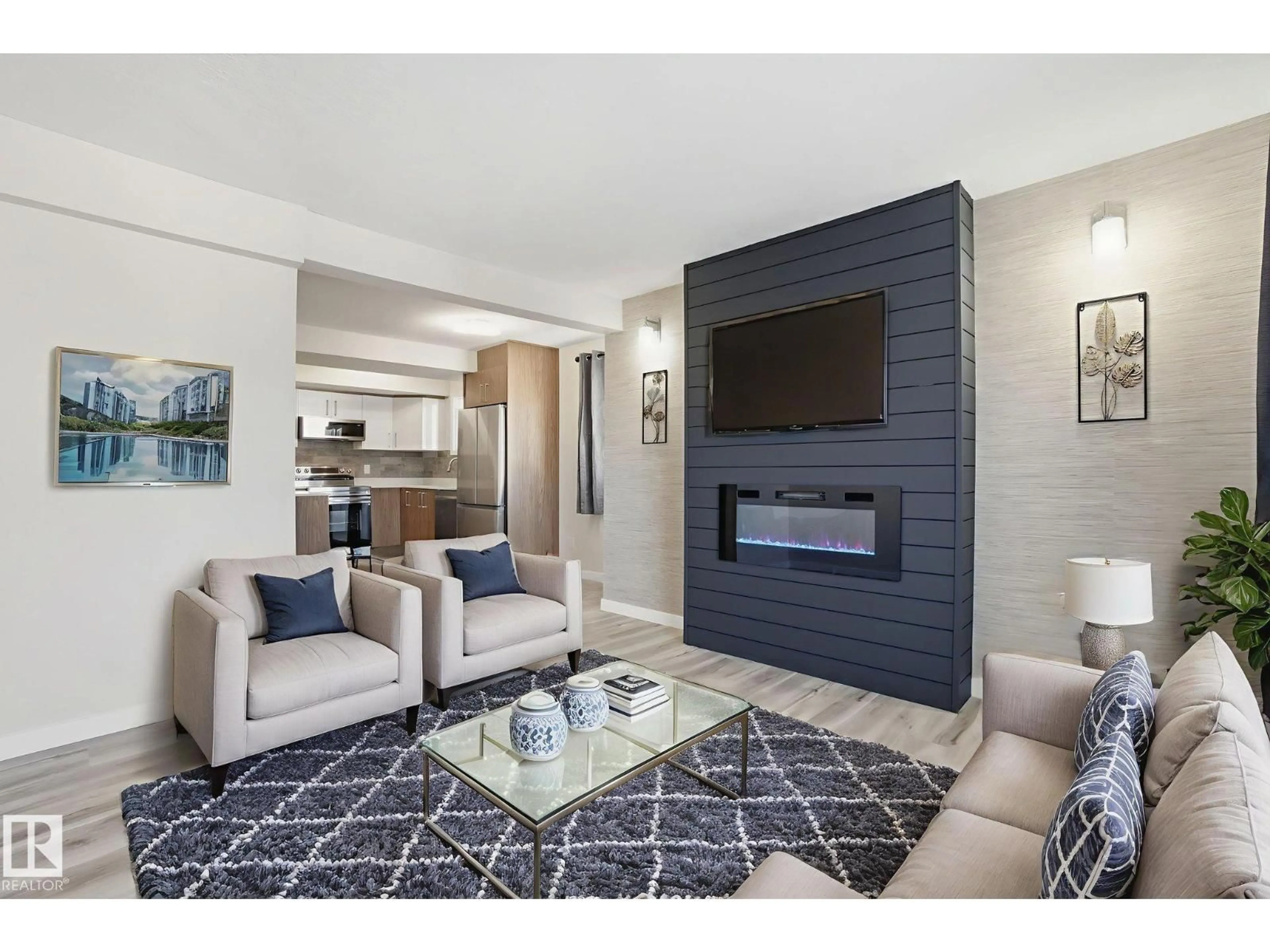 Living room with furniture, unknown for NW - 71 LANCASTER TC, Edmonton Alberta T5X5S5