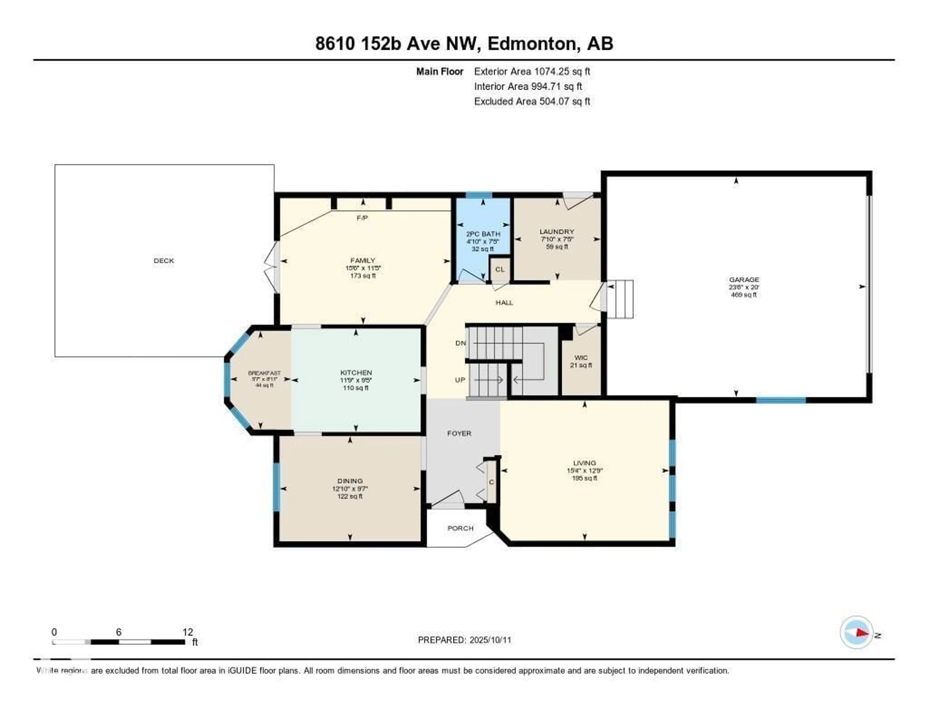 Floor plan for NW - 8610 152B AV, Edmonton Alberta T5E6H2