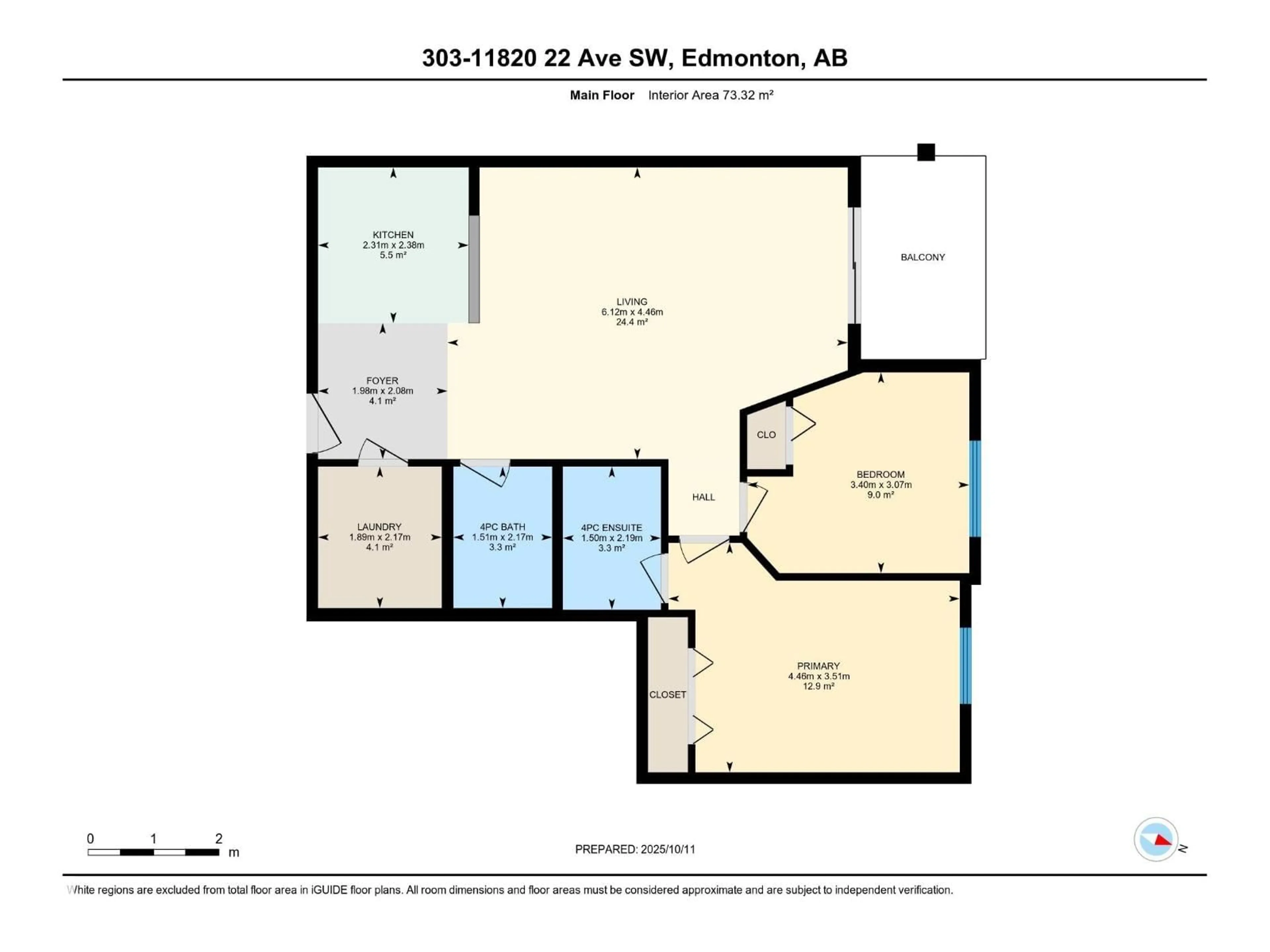 Floor plan for 303 - 11820 22 AV SW, Edmonton Alberta T6W2A2