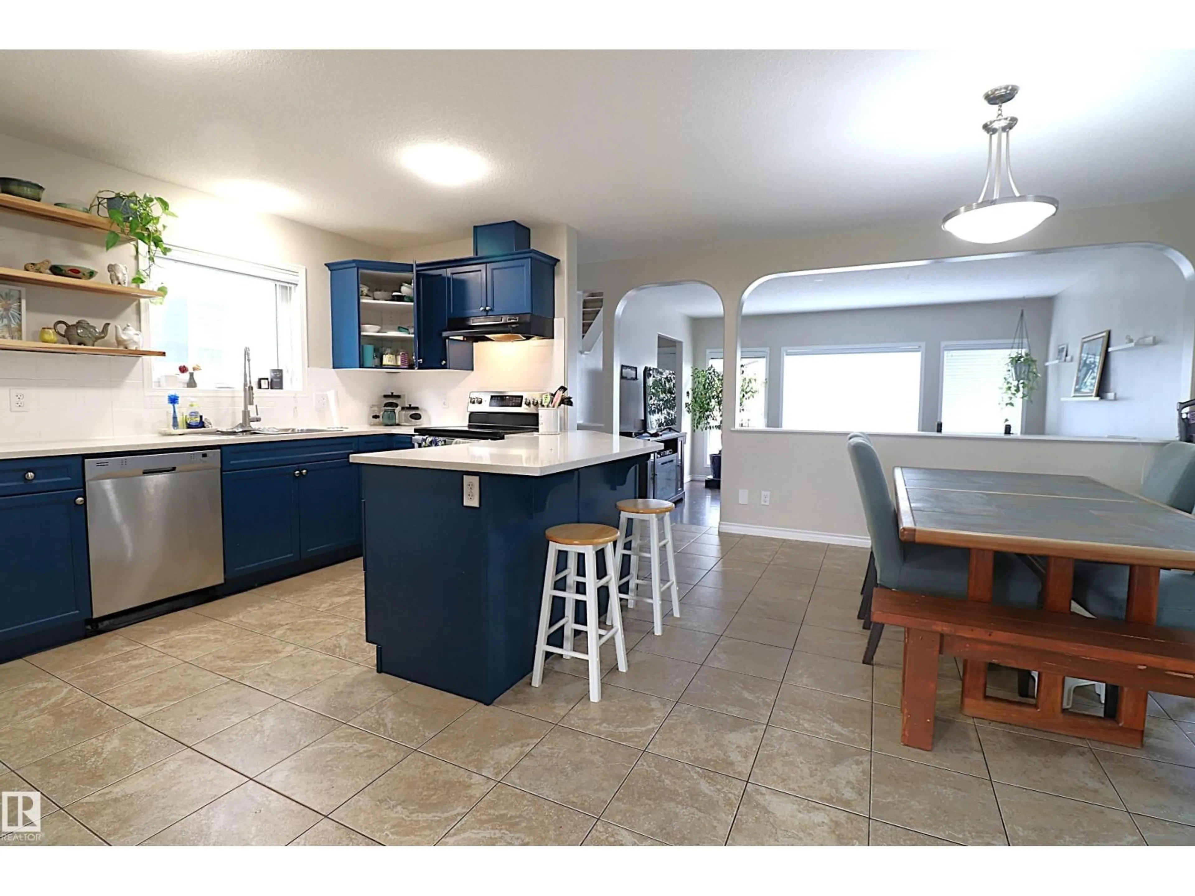 Open concept kitchen, ceramic/tile floor for 416 KEYSTONE WY, Leduc Alberta T9E0M6