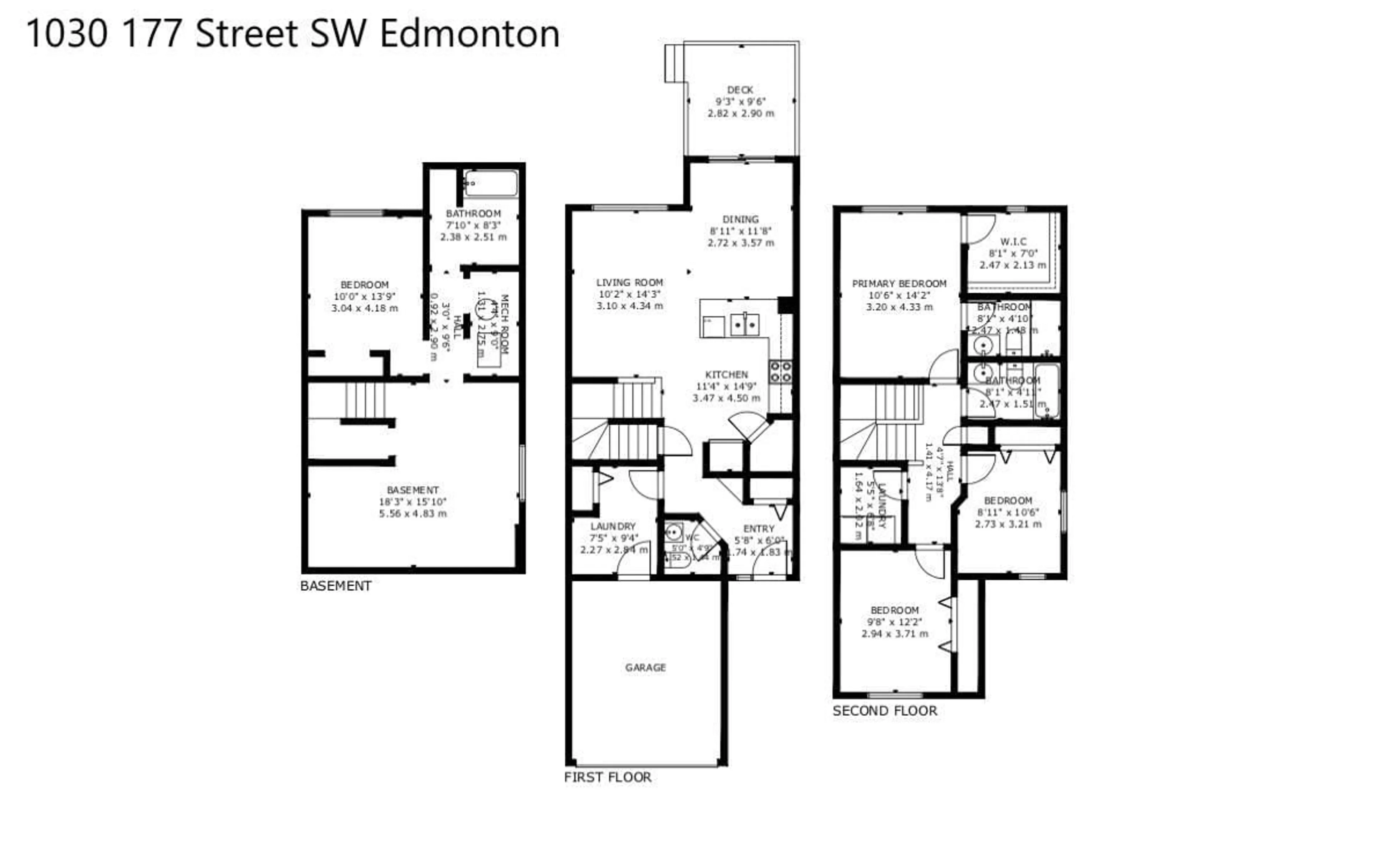 Floor plan for SW - 1030 177A ST, Edmonton Alberta T6W2A1