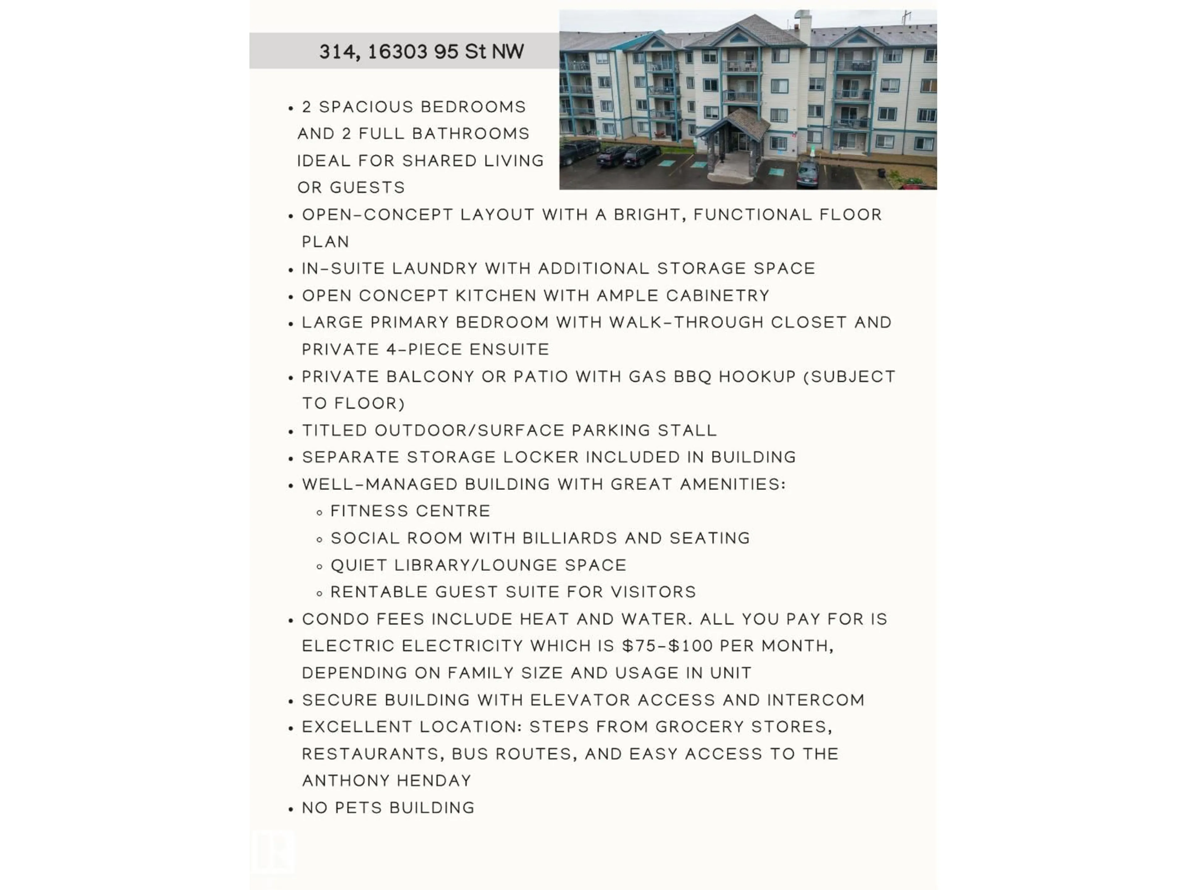 Unknown for 314 16303 95 ST NW, Edmonton Alberta T5Z3V1