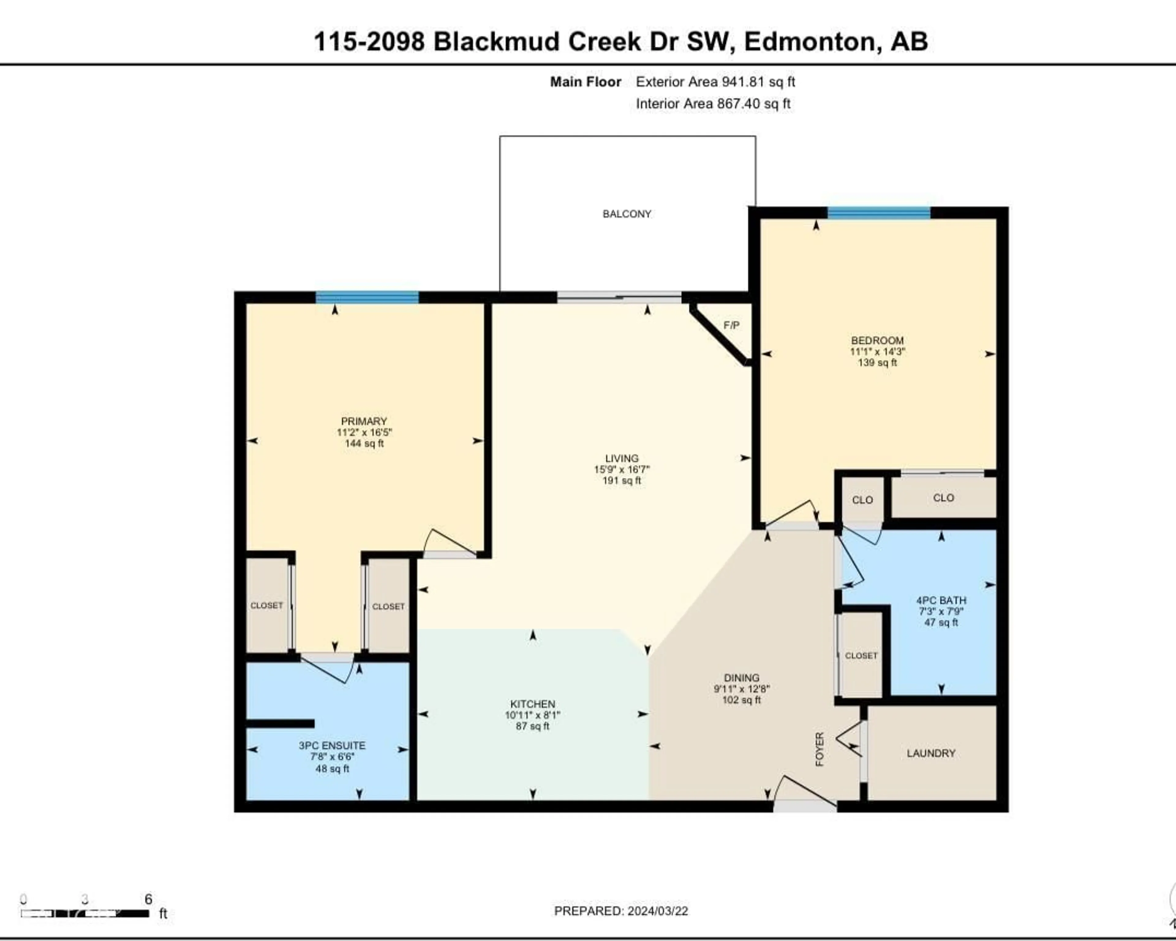 Floor plan for 2098 - 115 BLACKMUD CREEK DR, Edmonton Alberta T6W1T7