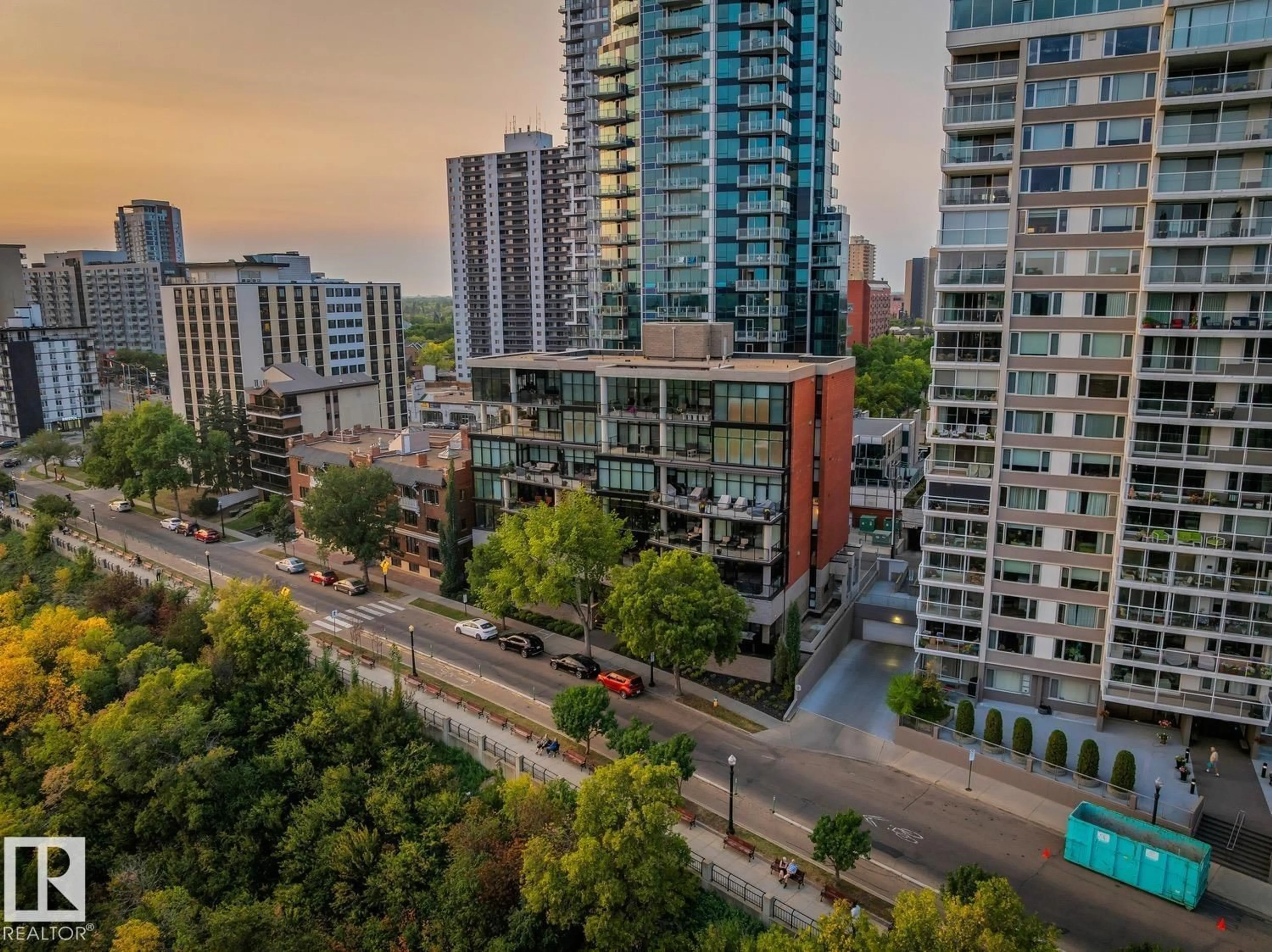 A pic from outside/outdoor area/front of a property/back of a property/a pic from drone, city buildings view from balcony for #101 - 11930 100 AV, Edmonton Alberta T5K0K5