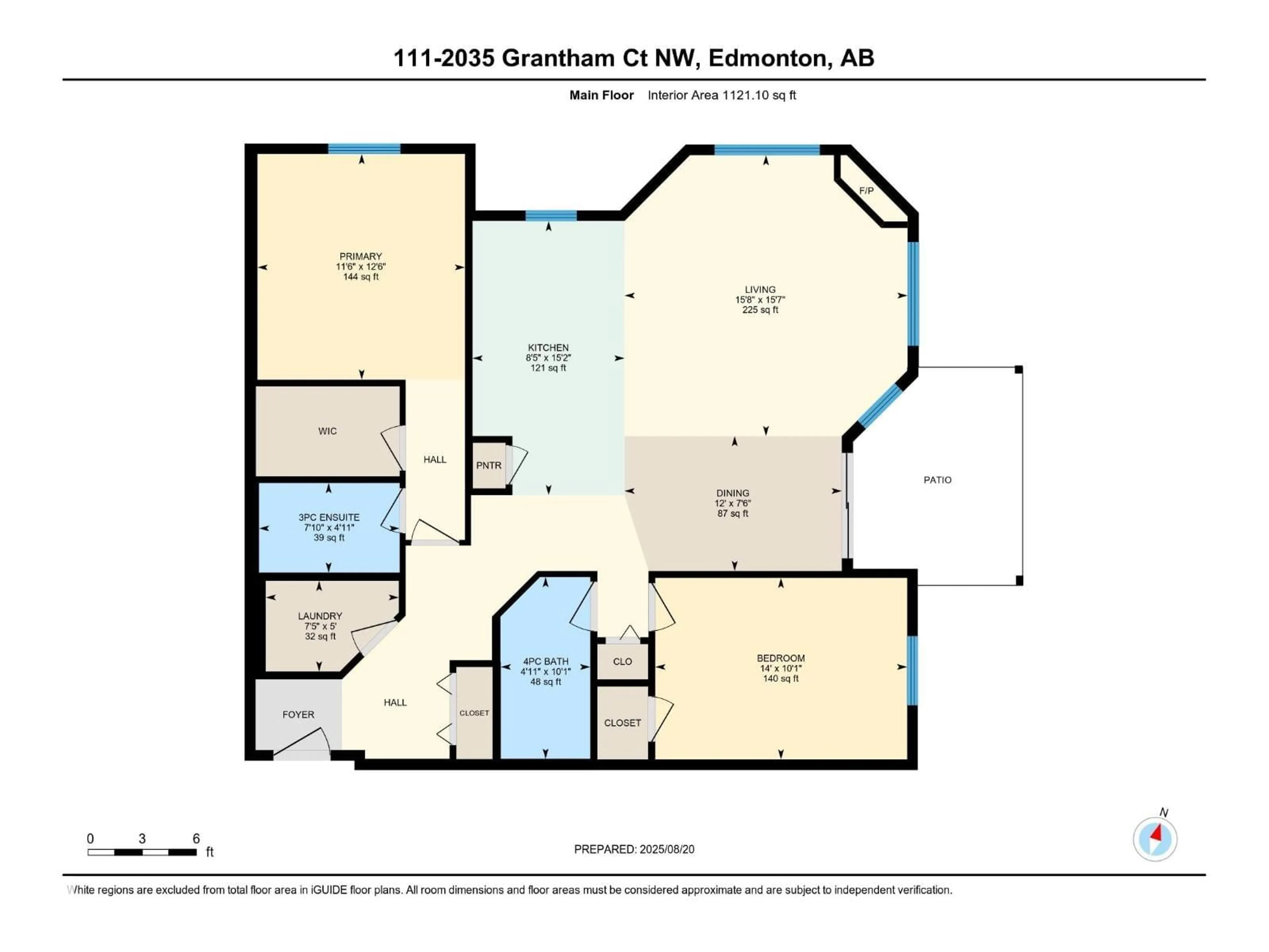 Floor plan for #111 - 2035 GRANTHAM CO, Edmonton Alberta T5T3X4